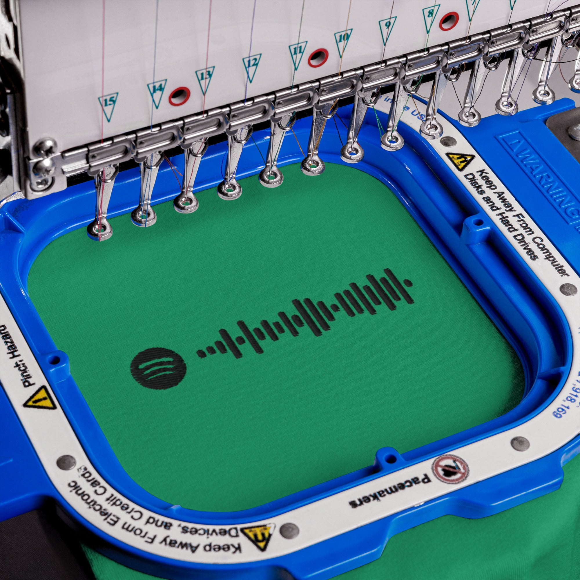 Green Tshirt with embroidered custom music code