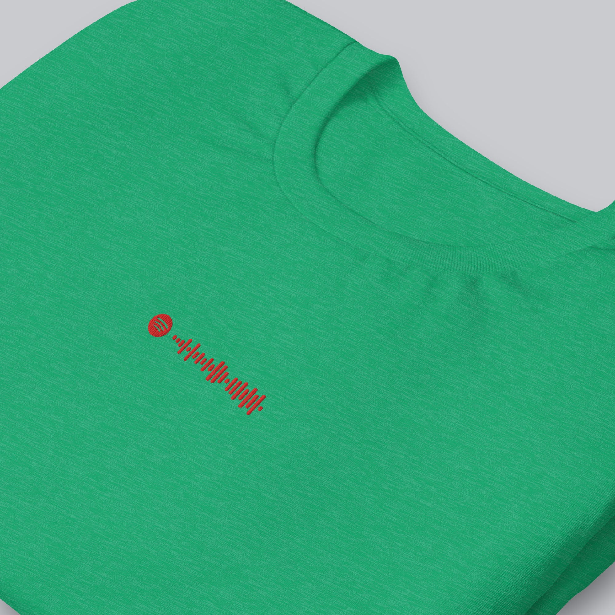 Green Tshirt with embroidered custom music code