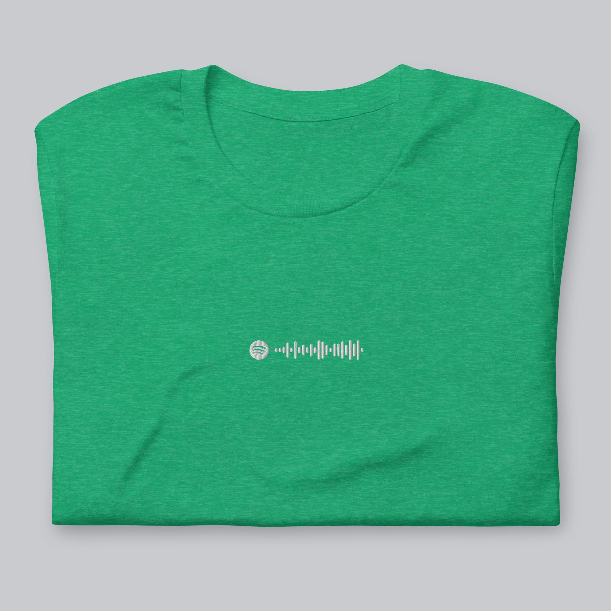 Green Tshirt with embroidered custom music code
