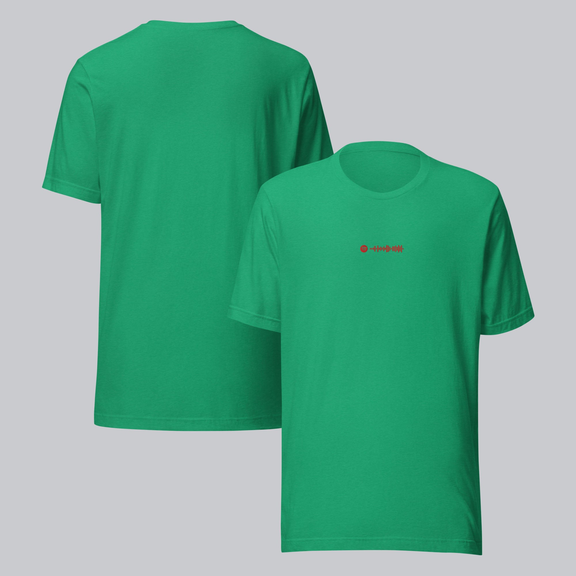 Green Tshirt with embroidered custom music code