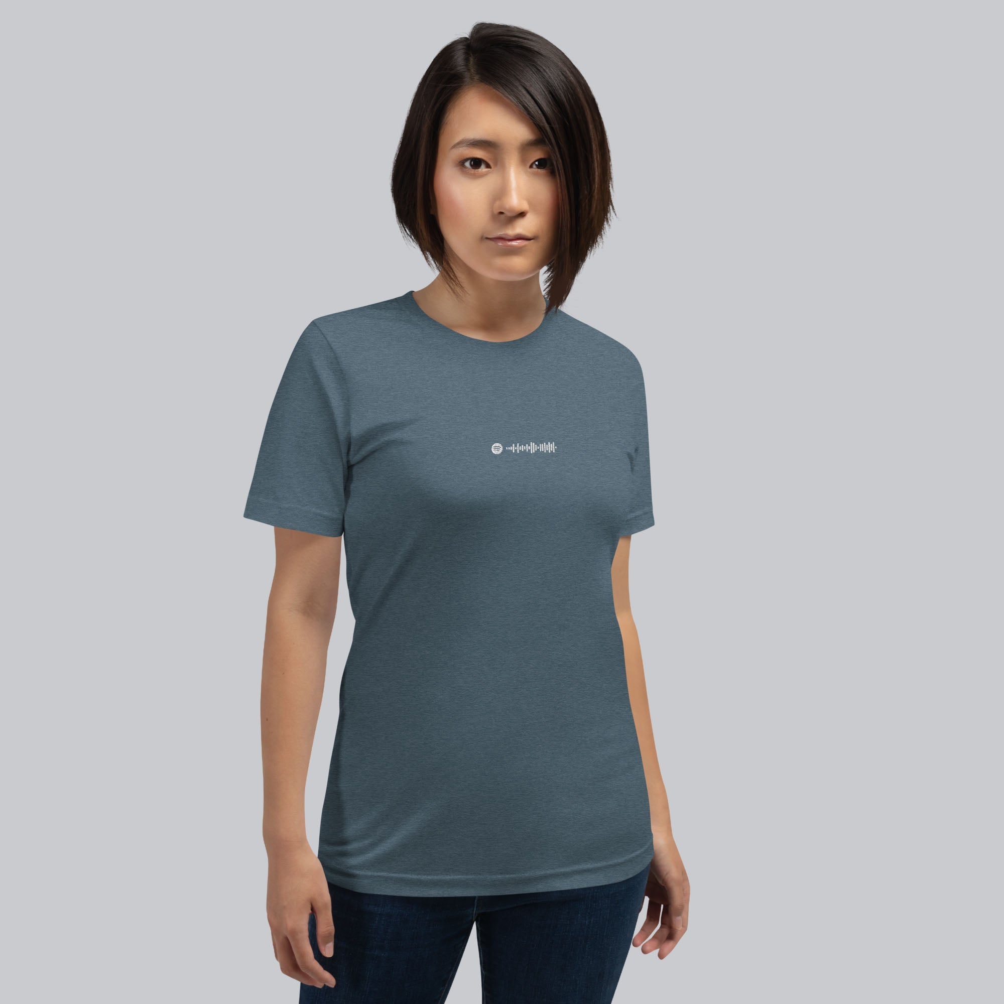 Dark grey unisex tshirt with custom music code