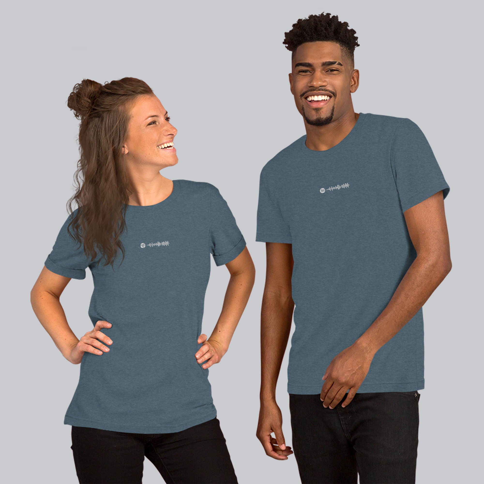 Dark grey unisex tshirt with custom music code