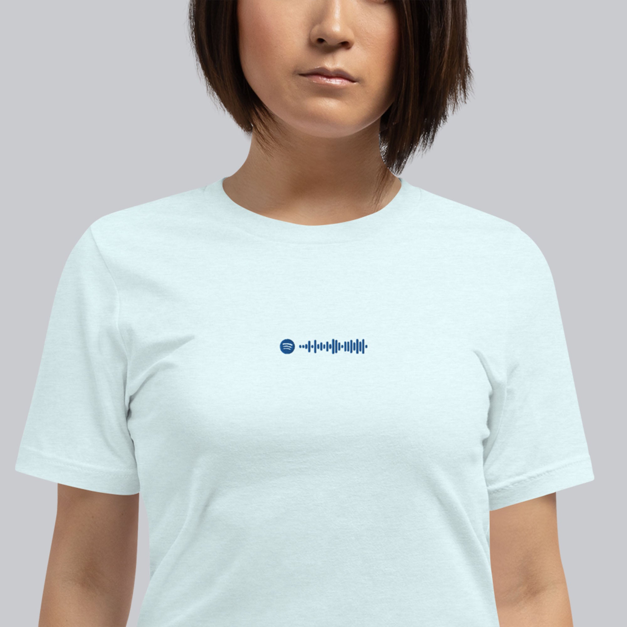 Light Blue unisex tshirt with custom music code