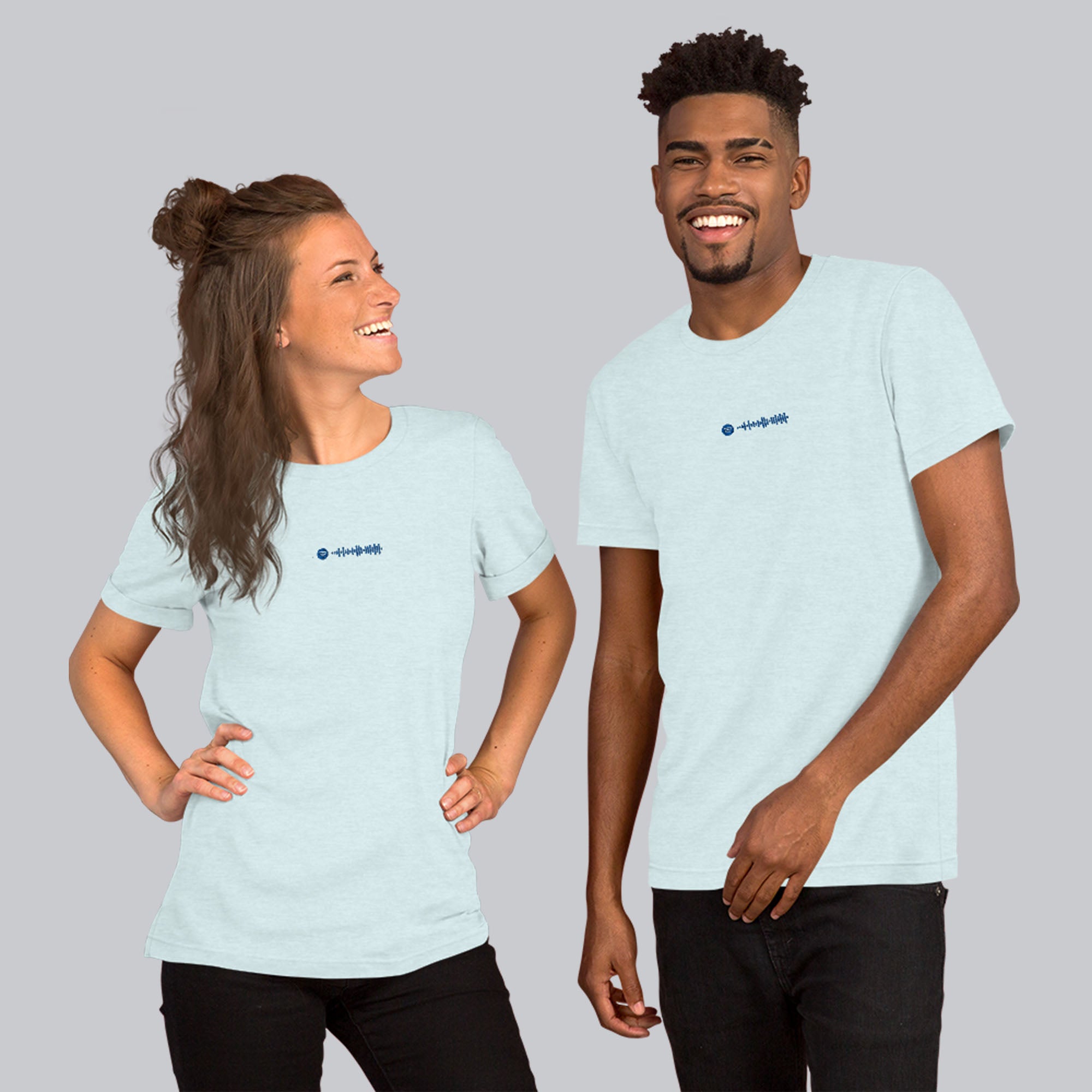 Light Blue unisex tshirt with custom music code