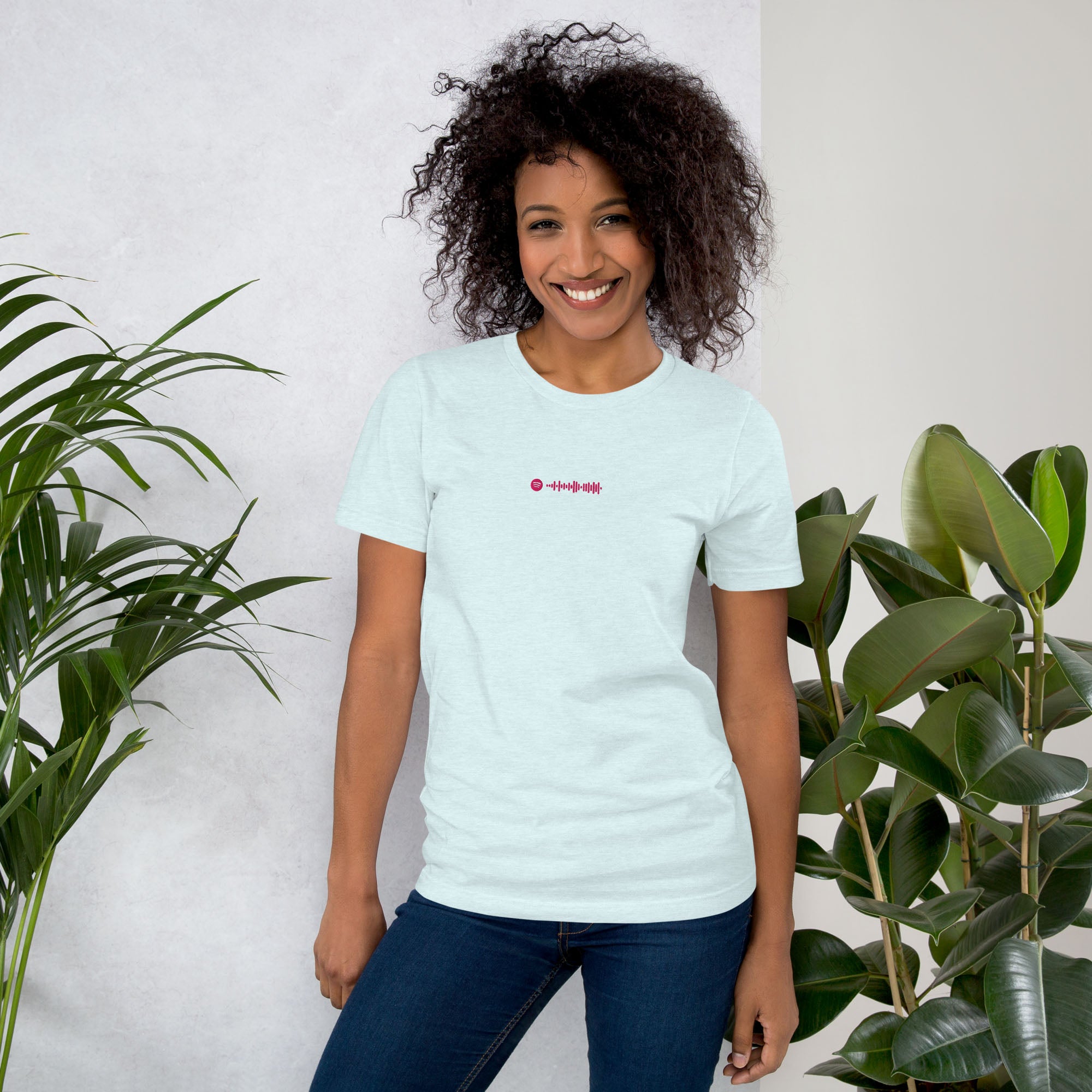 Light Blue unisex tshirt with custom music code