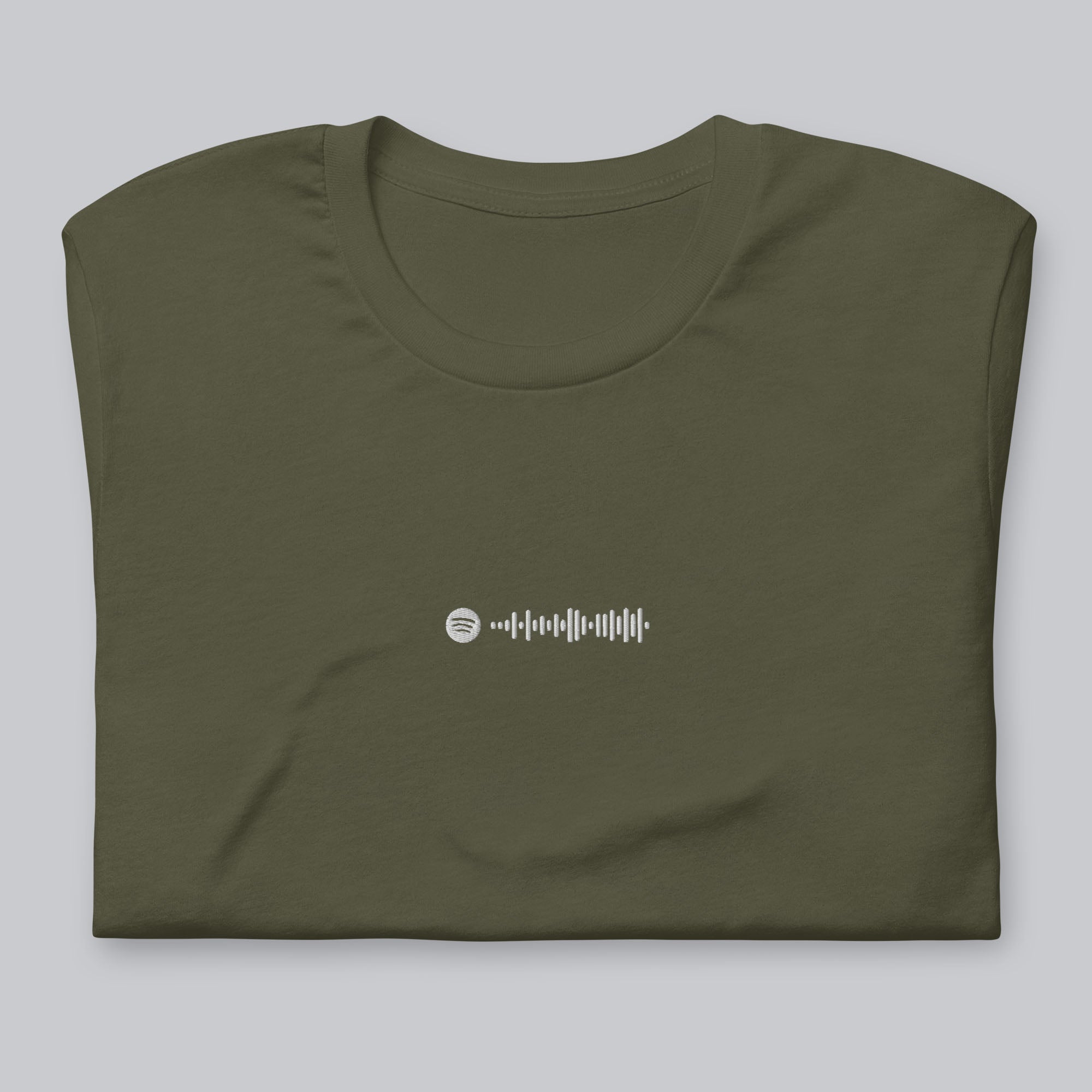 Military green unisex tshirt with custom music code