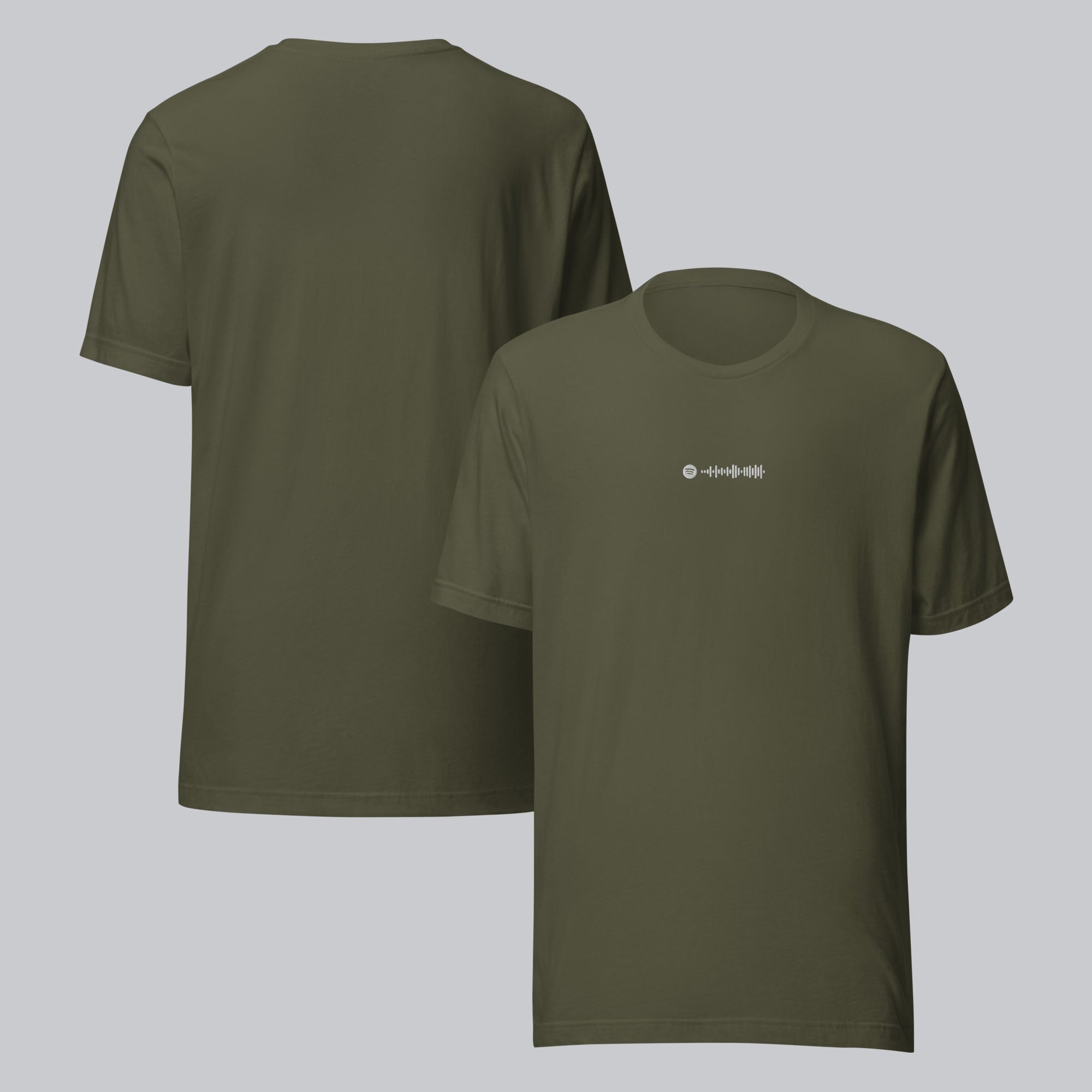 Military green unisex tshirt with custom music code