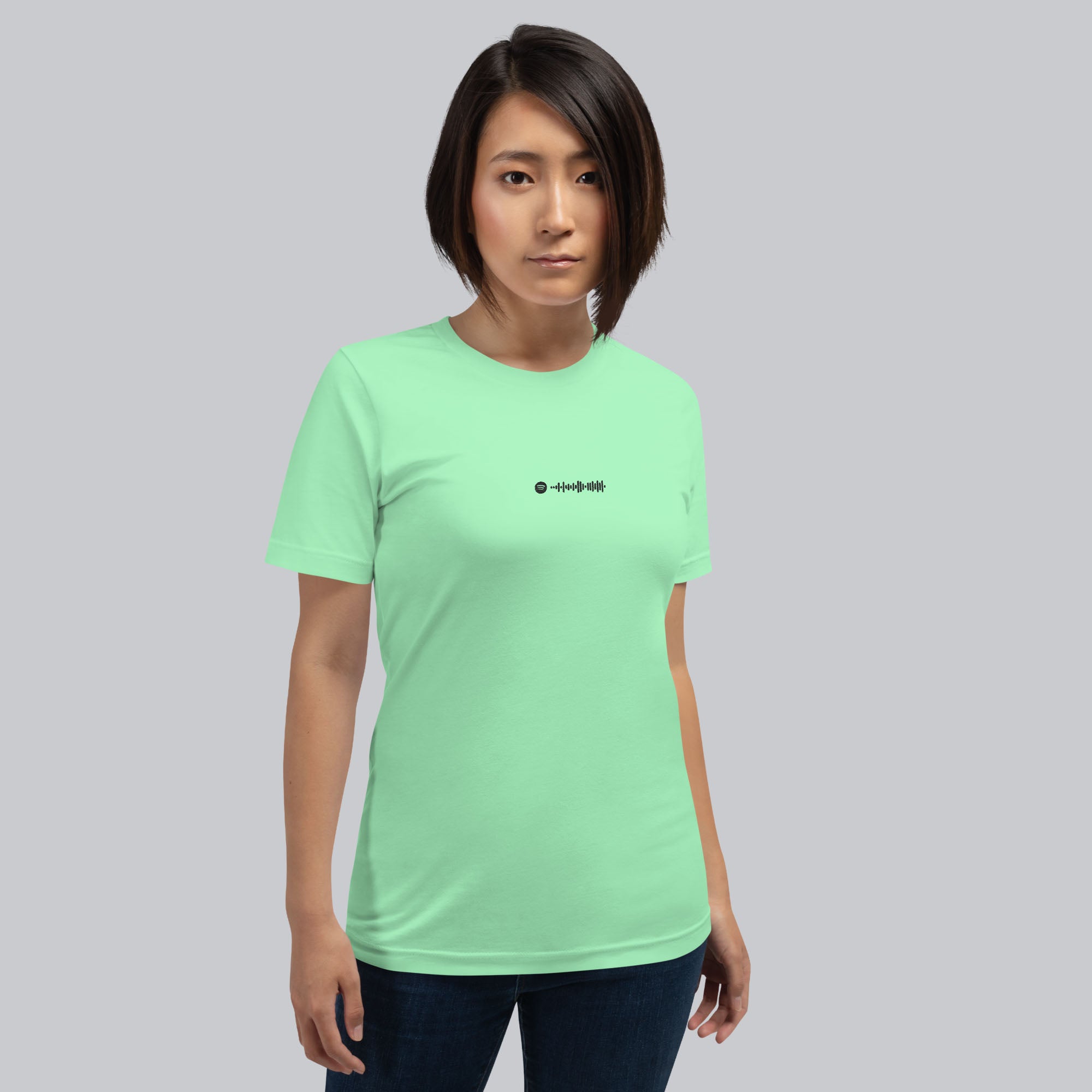 Mint unisex tshirt with custom music code