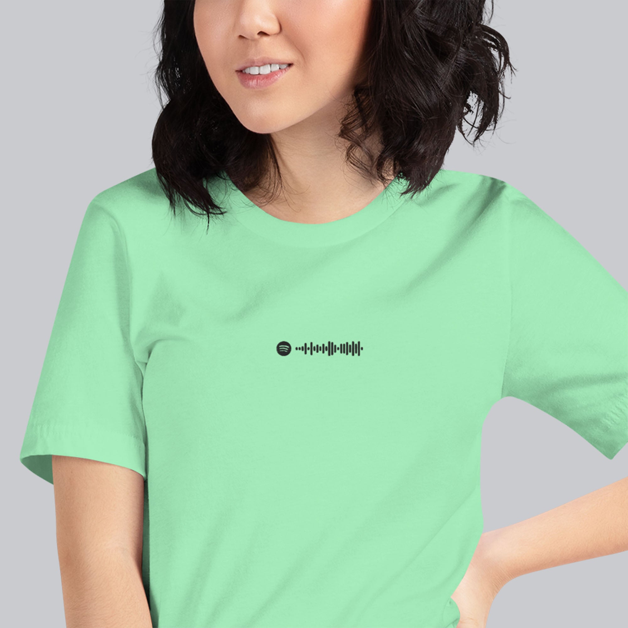 Mint unisex tshirt with custom music code