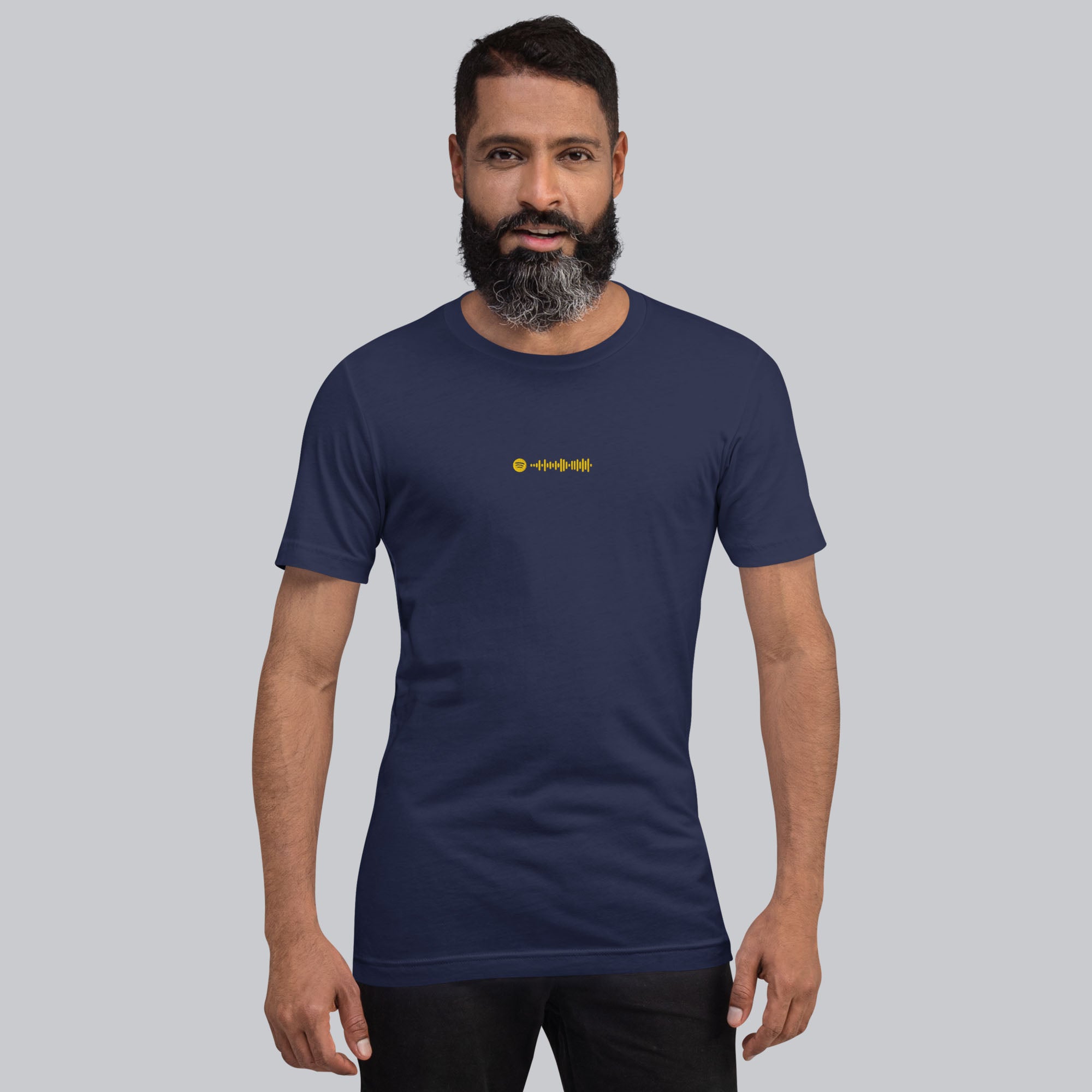Navy unisex tshirt with custom music code