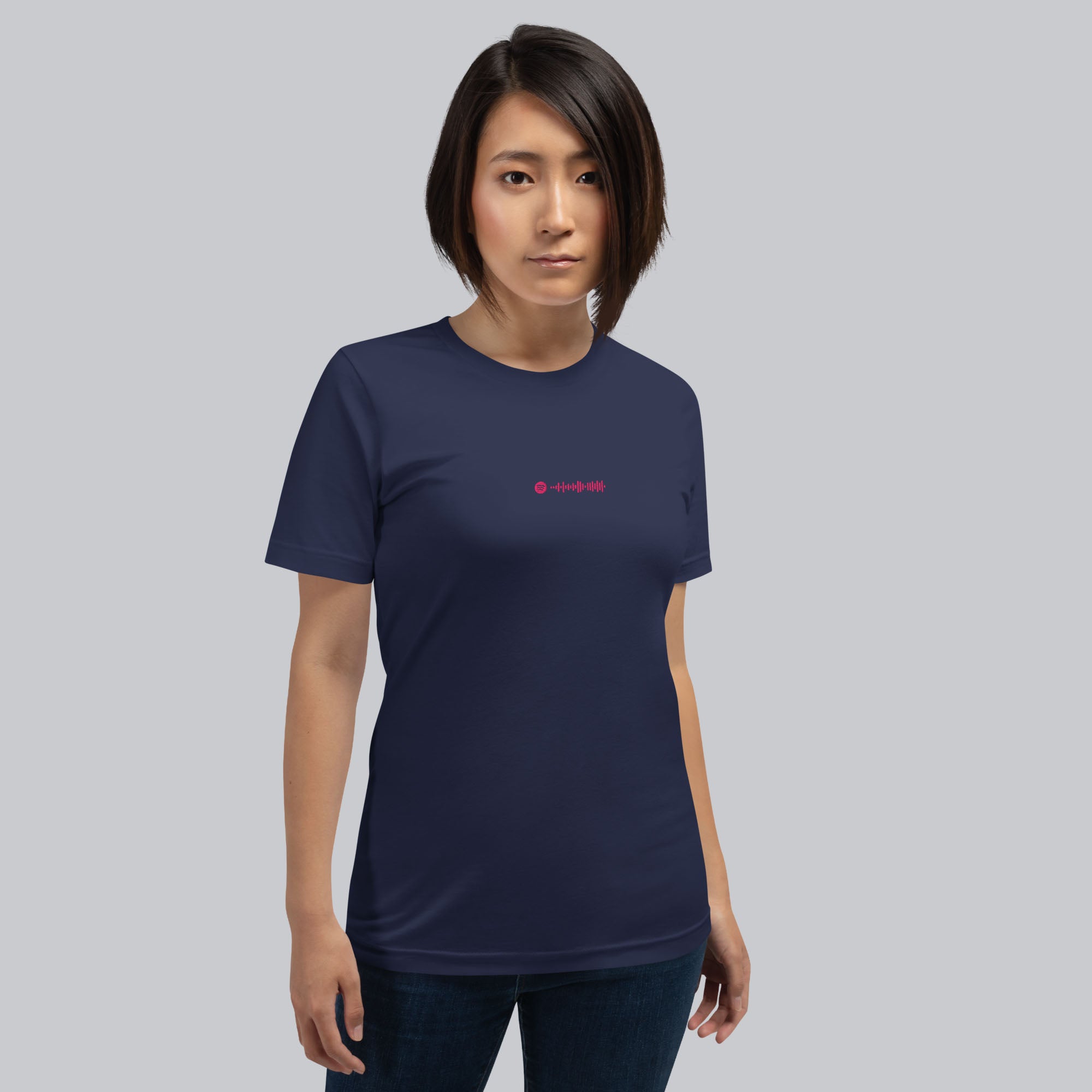 Navy unisex tshirt with custom music code