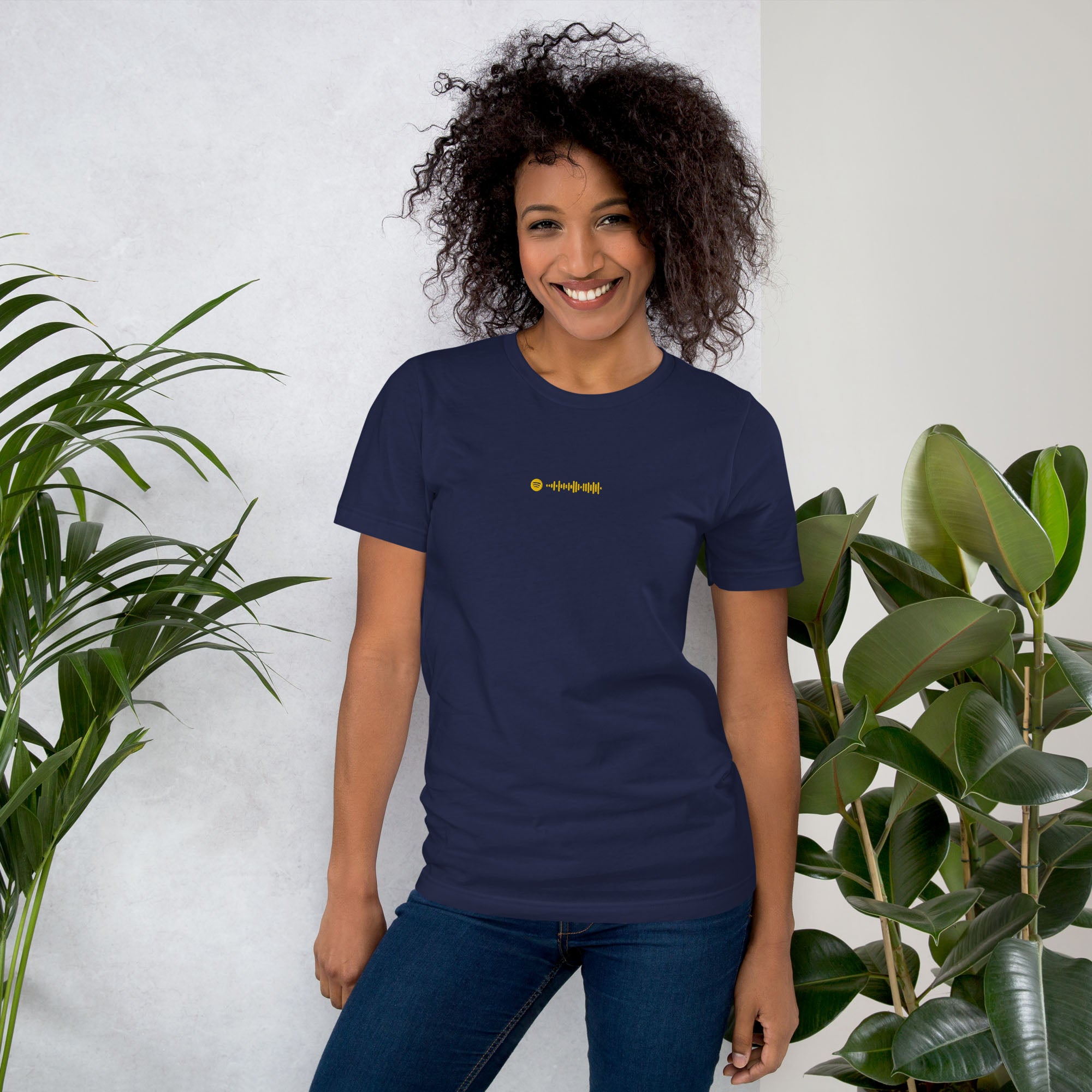 Navy unisex tshirt with custom music code