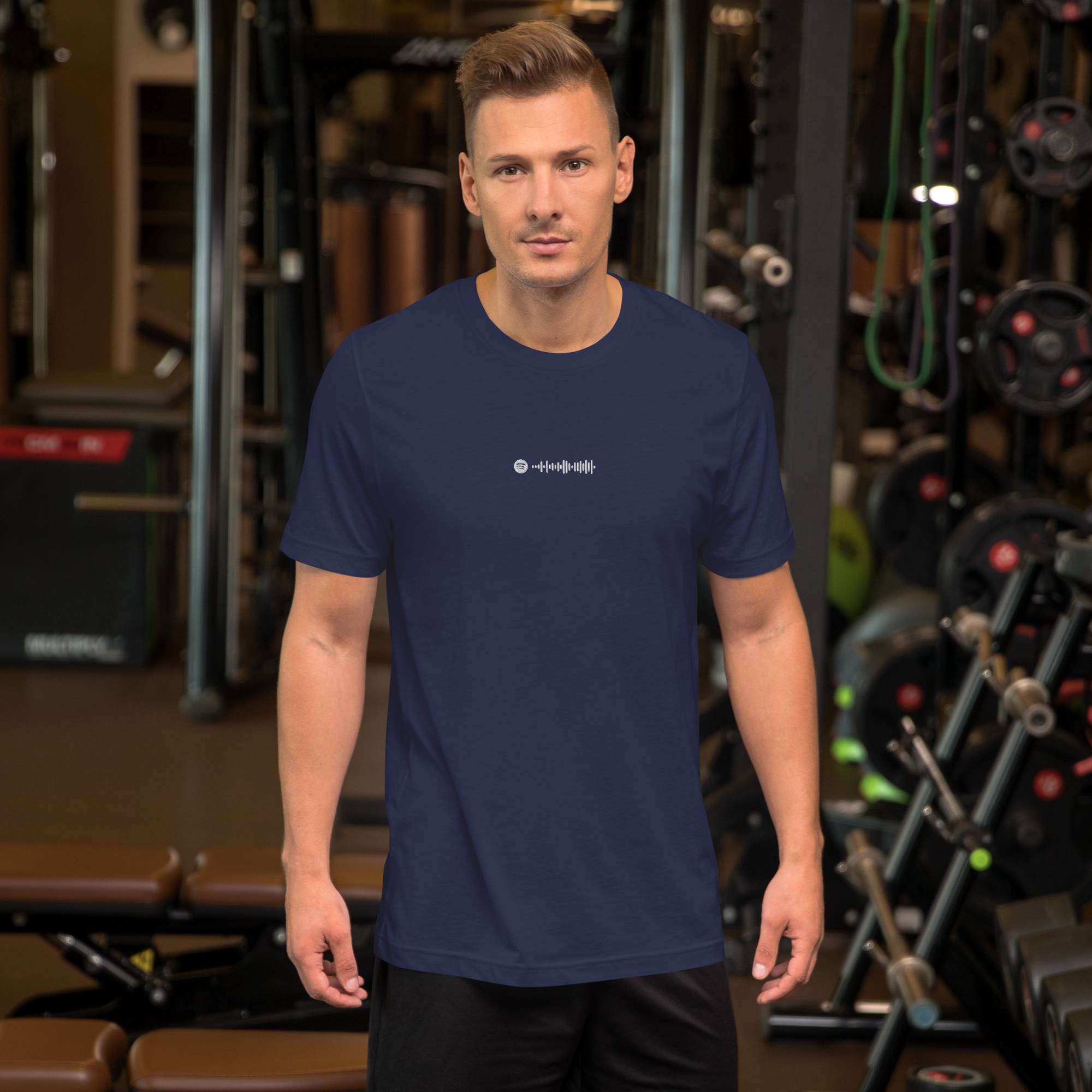 Navy unisex tshirt with custom music code