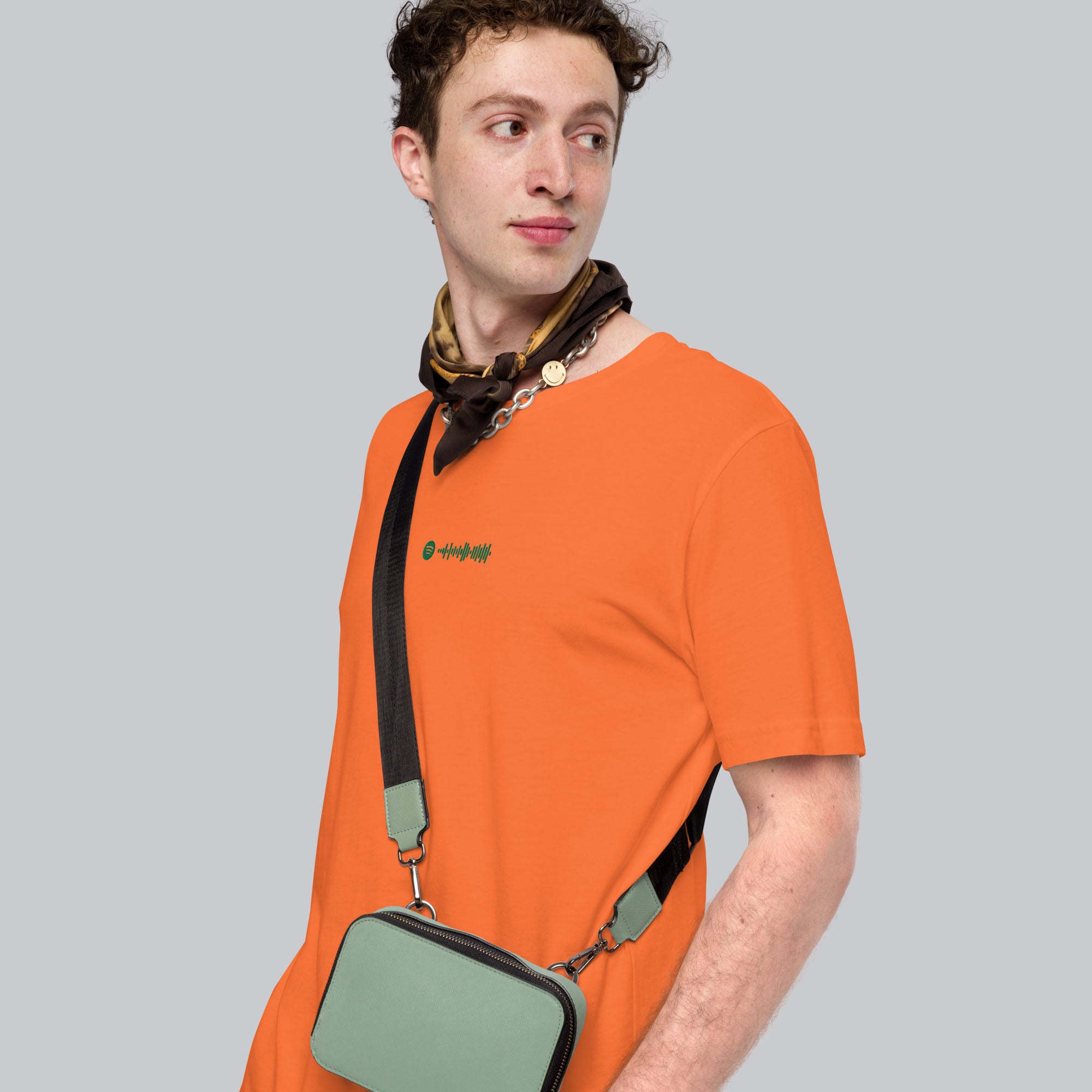 Orange Tshirt with embroidered custom music code