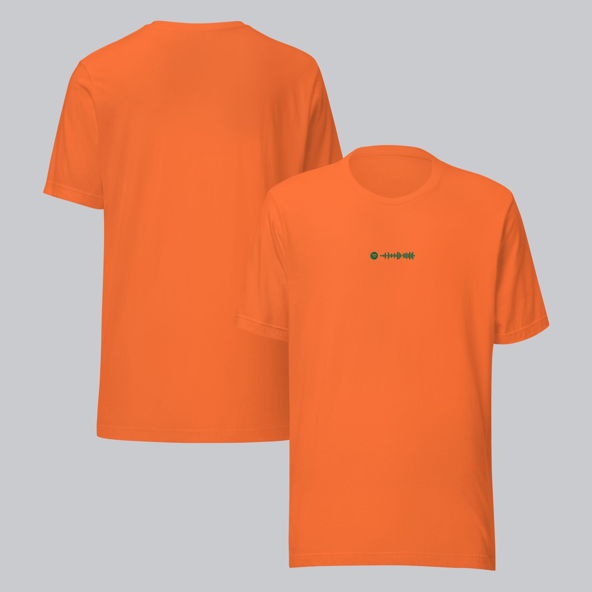 Orange Tshirt with embroidered custom music code