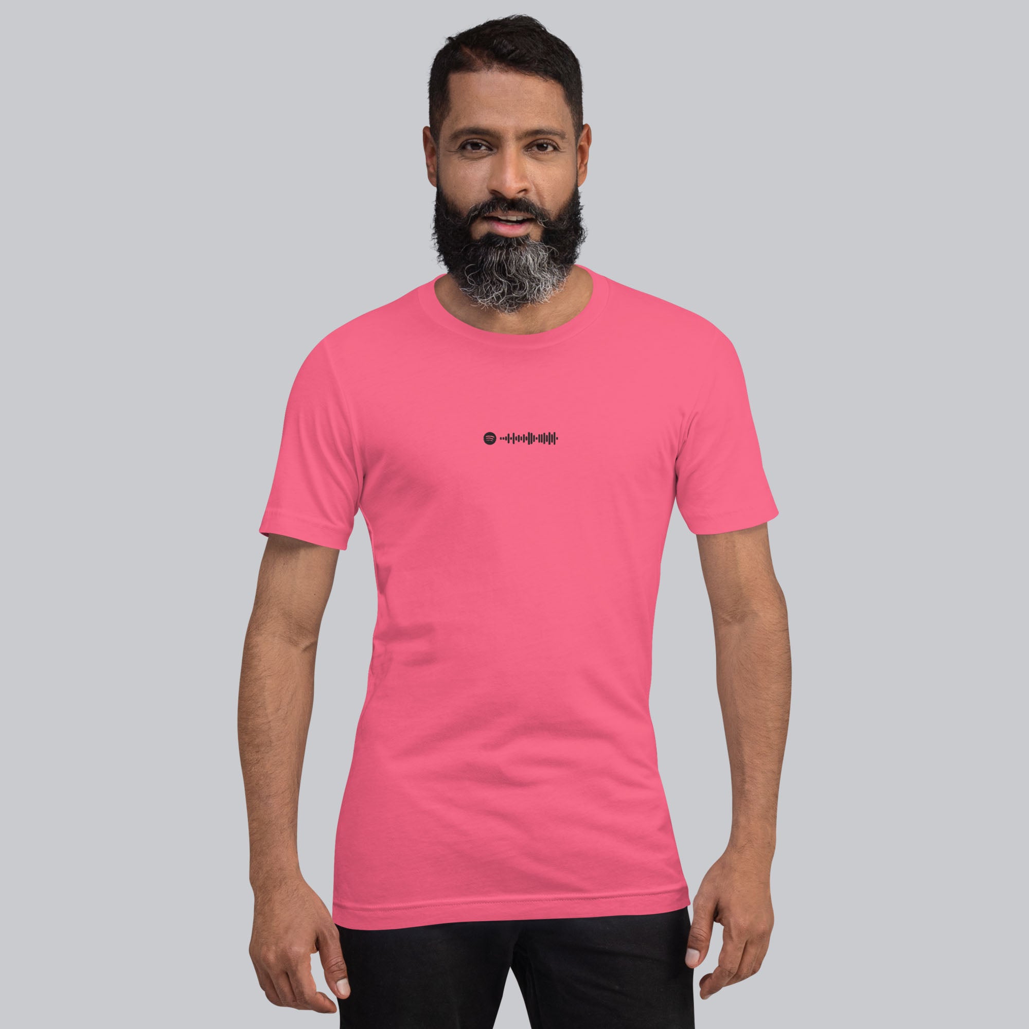 Pink Tshirt with embroidered custom music code