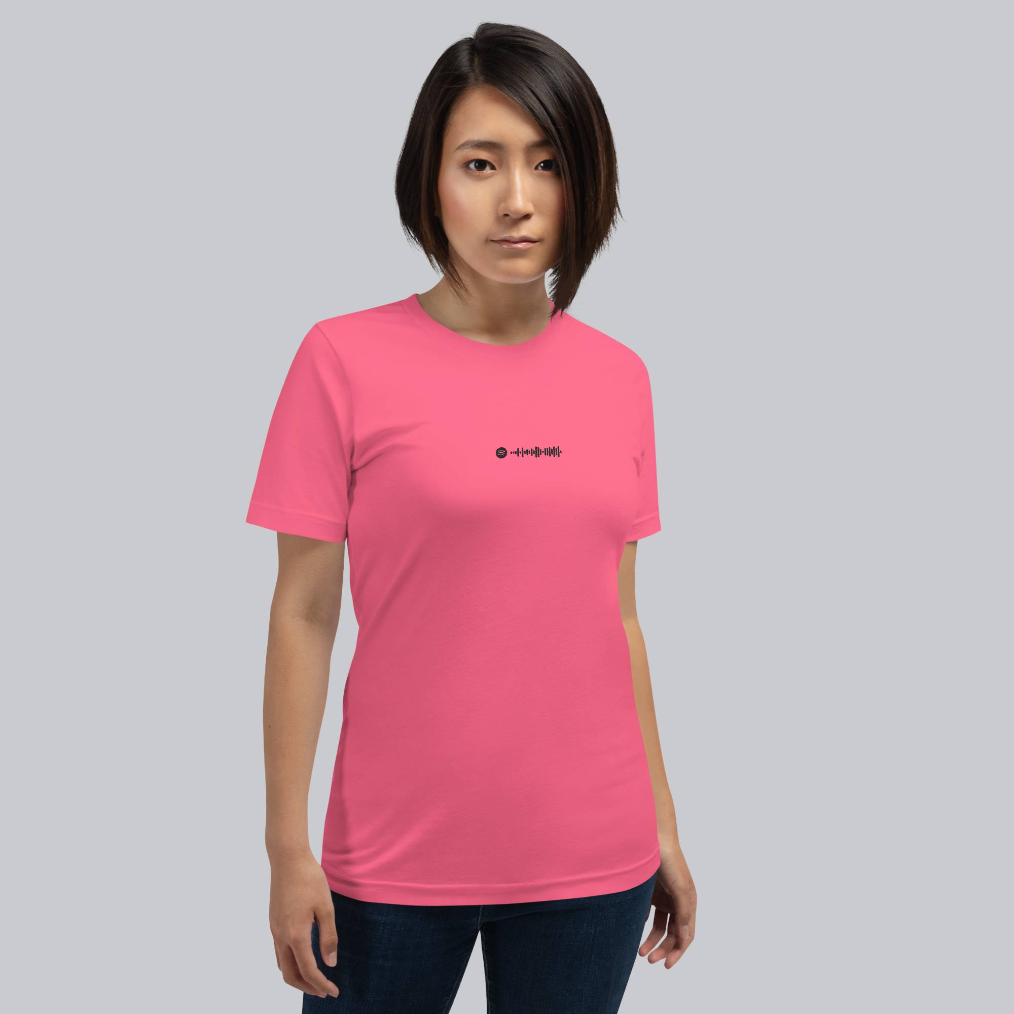 Pink Tshirt with embroidered custom music code