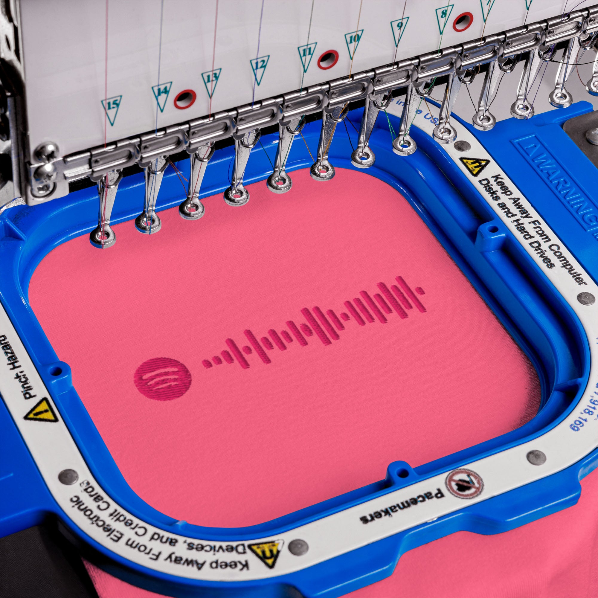 Pink Tshirt with embroidered custom music code