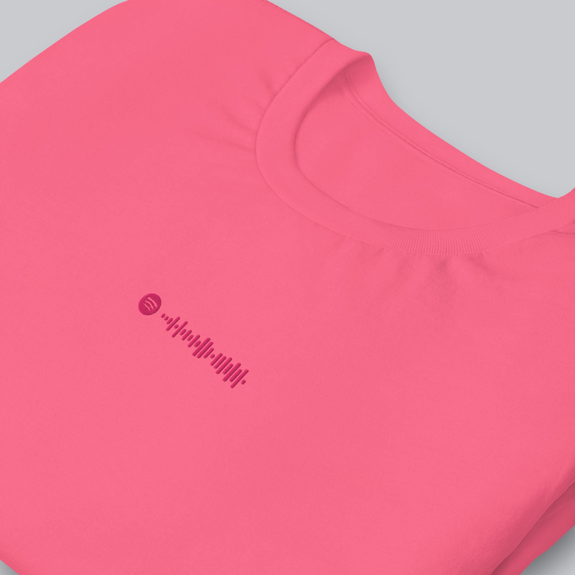Pink Tshirt with embroidered custom music code