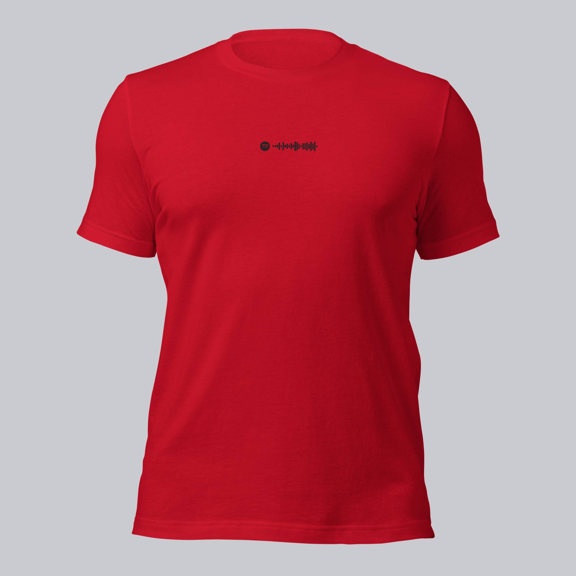 Red Tshirt with embroidered custom music code
