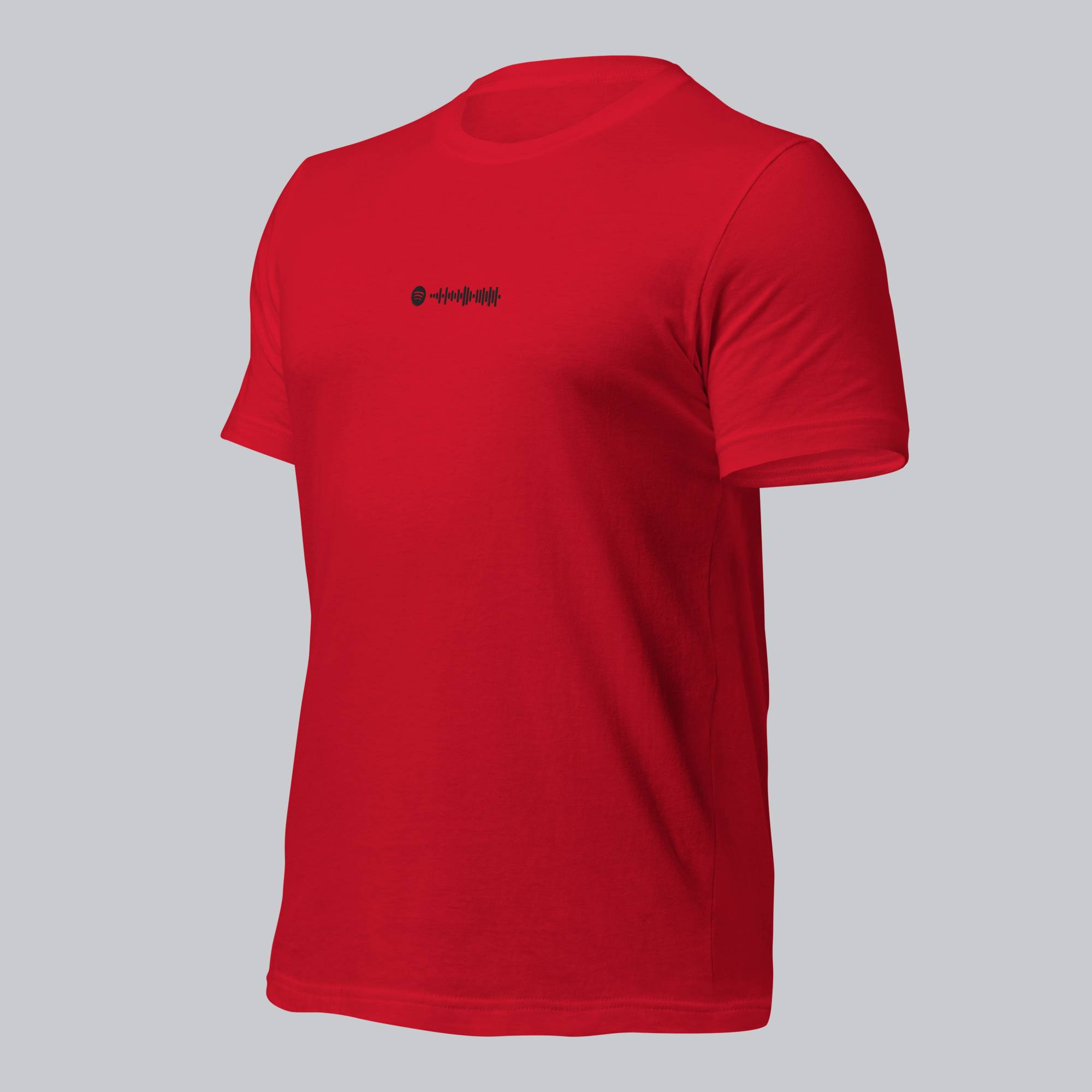 Red Tshirt with embroidered custom music code