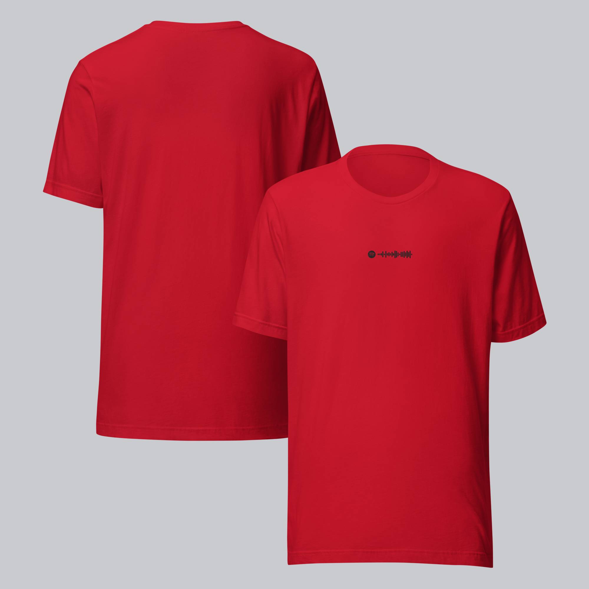 Red Tshirt with embroidered custom music code