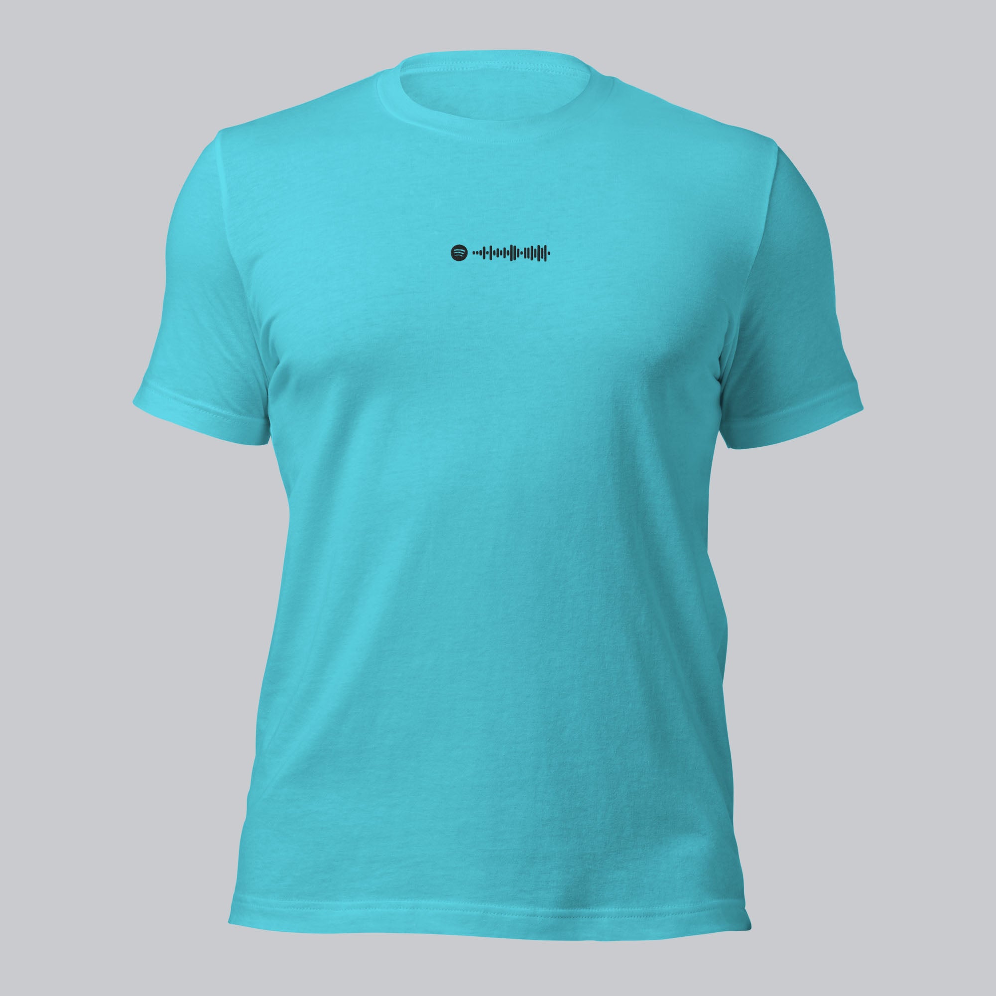 Turquoise Tshirt with embroidered custom music code