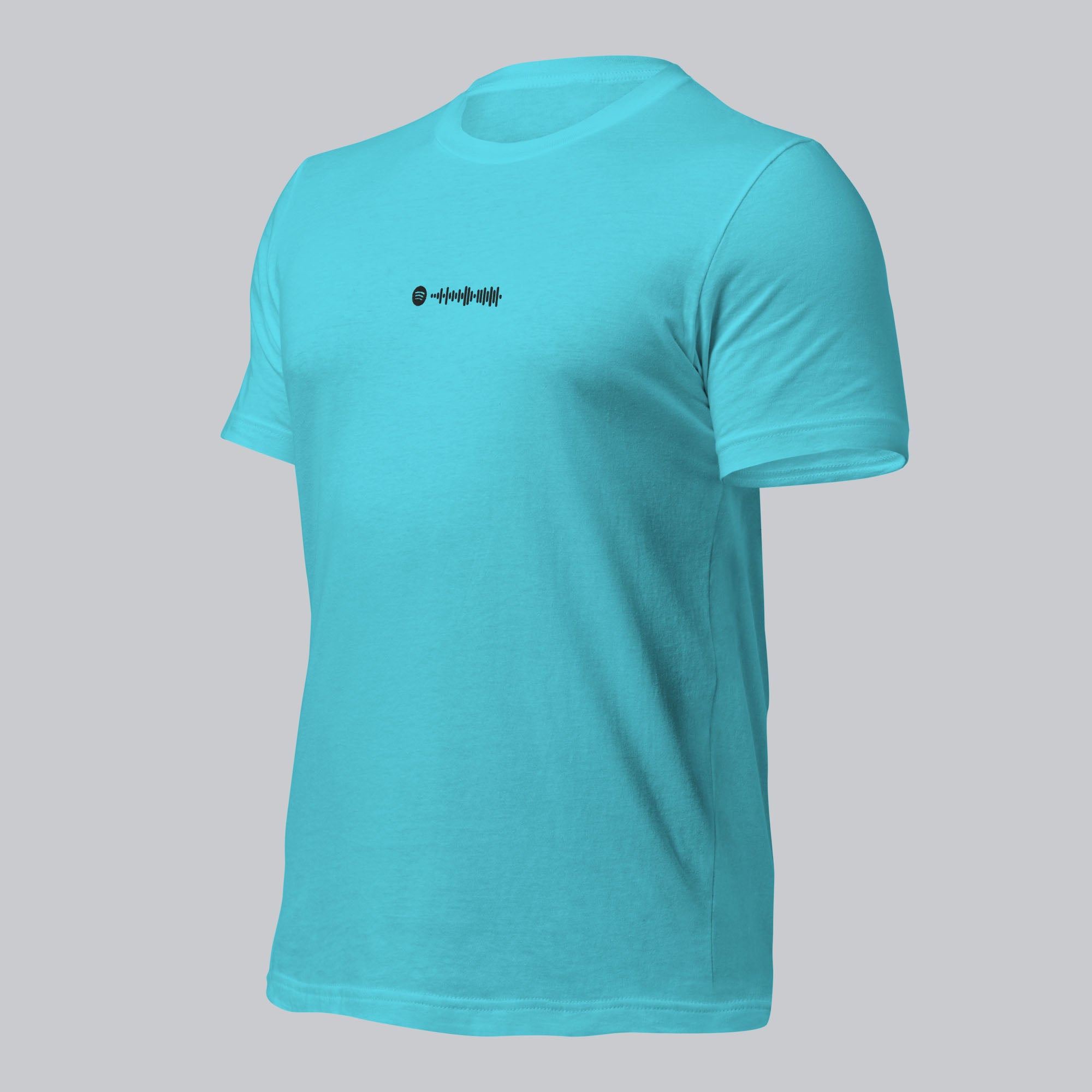 Turquoise Tshirt with embroidered custom music code