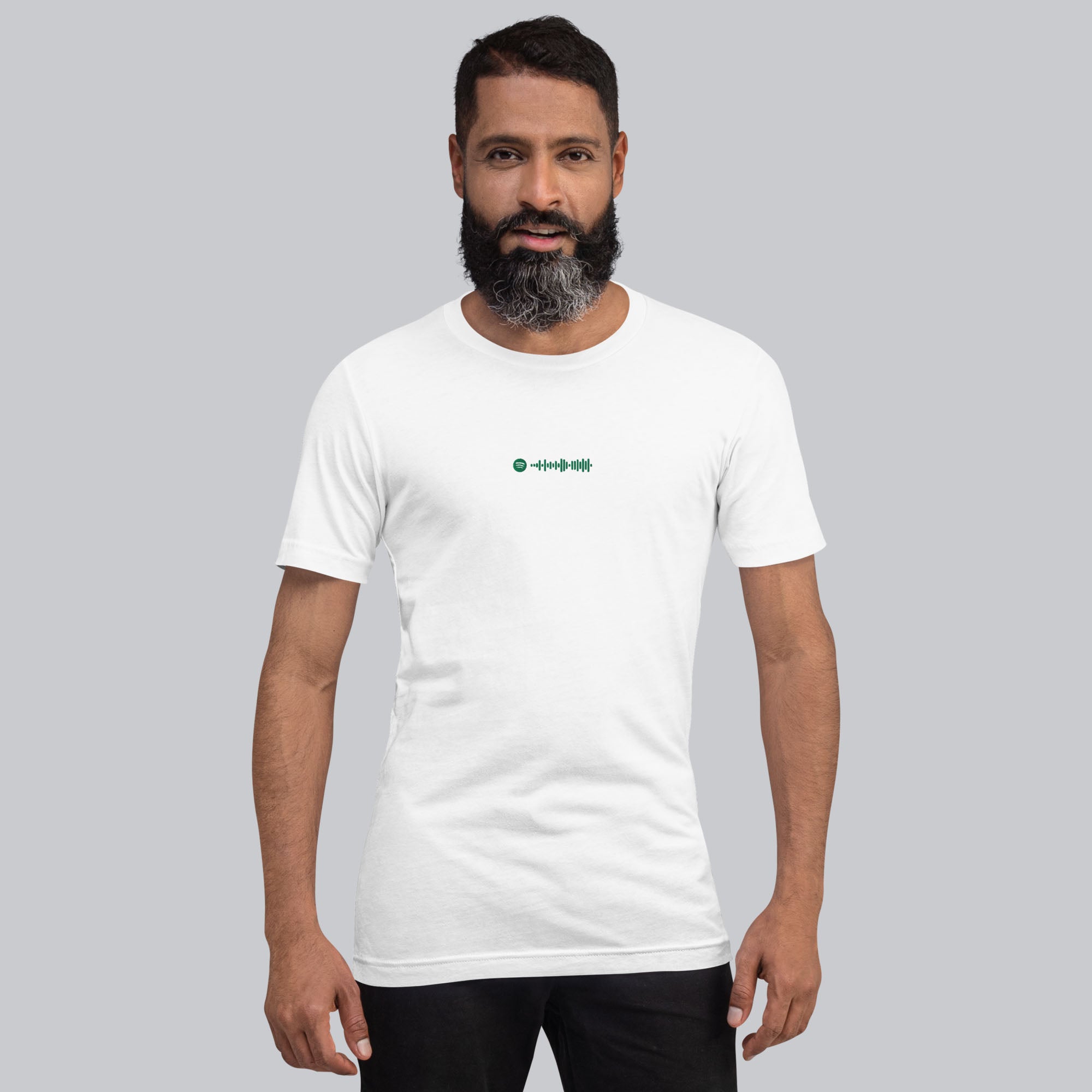 White unisex tshirt with custom music code