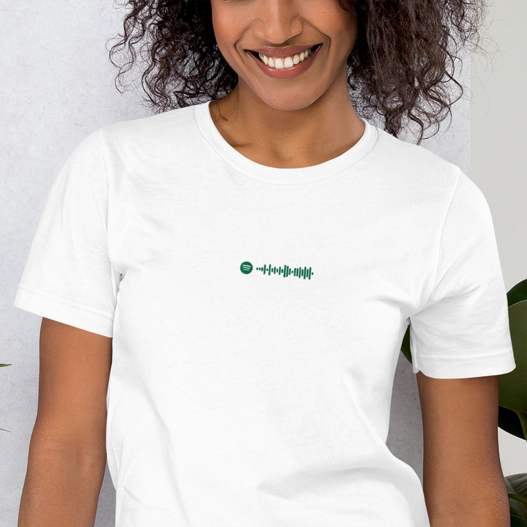White unisex tshirt with custom music code