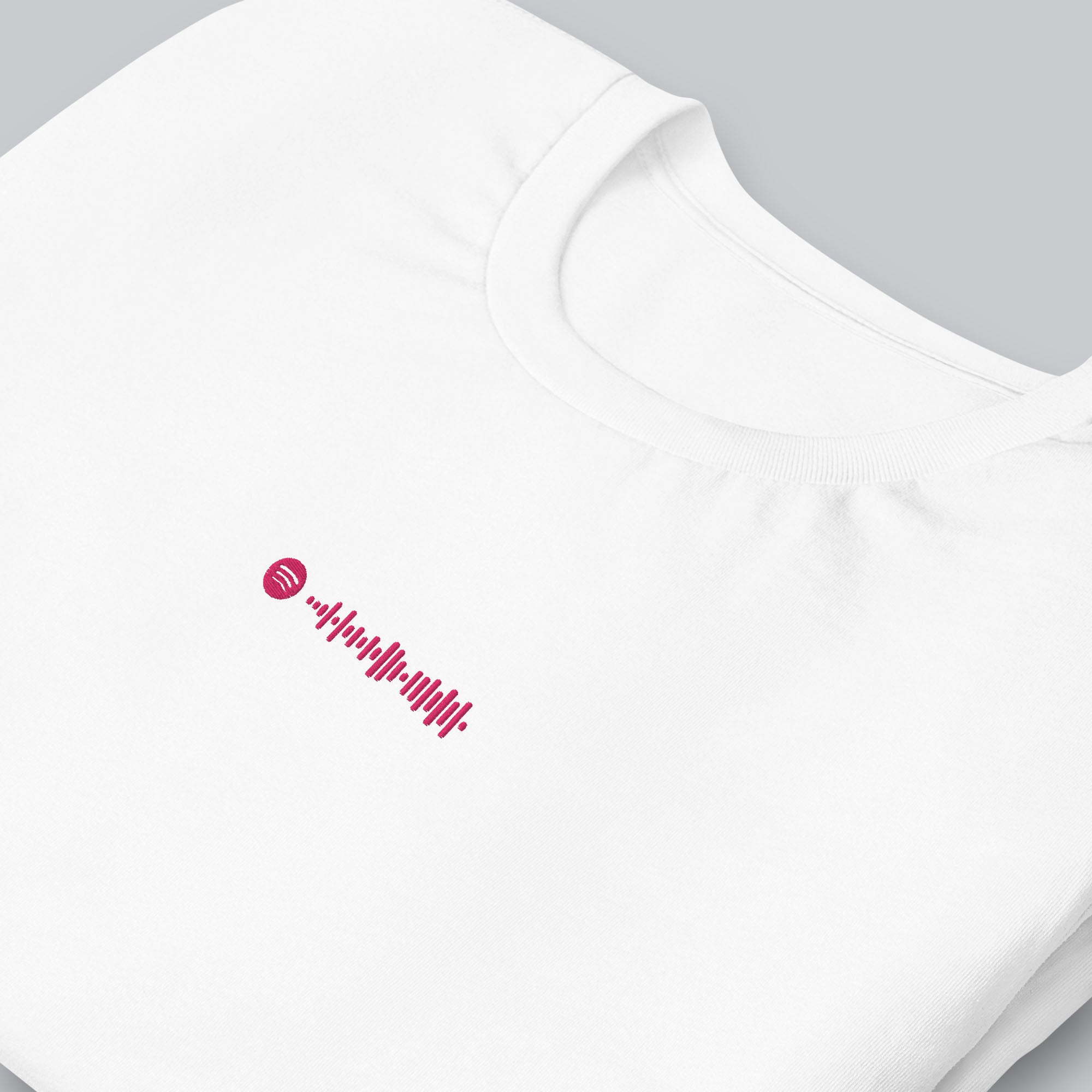White unisex tshirt with custom music code