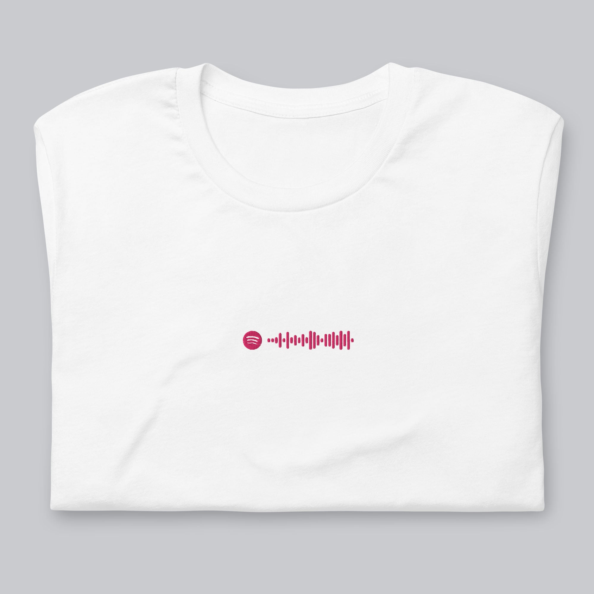 White unisex tshirt with custom music code