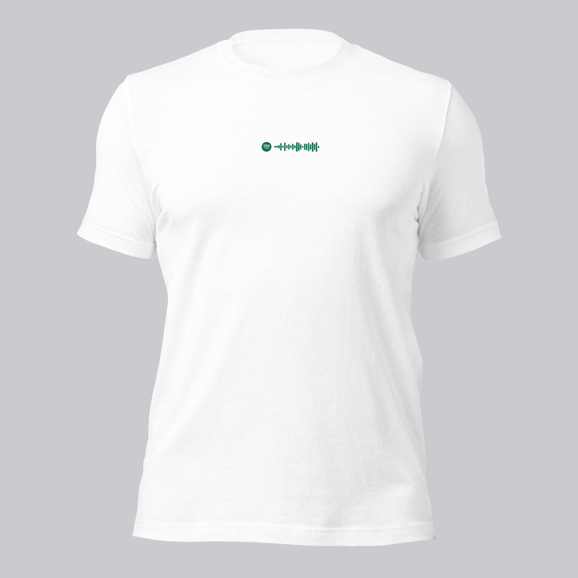 White unisex tshirt with custom music code