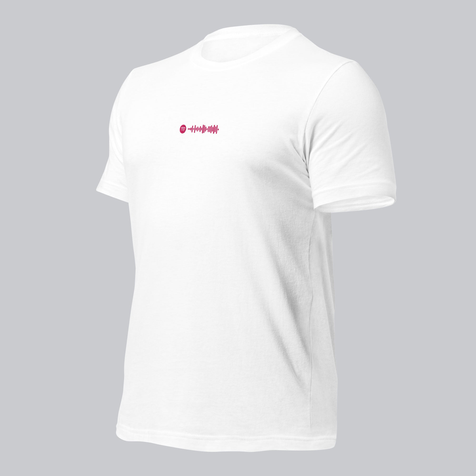 White unisex tshirt with custom music code