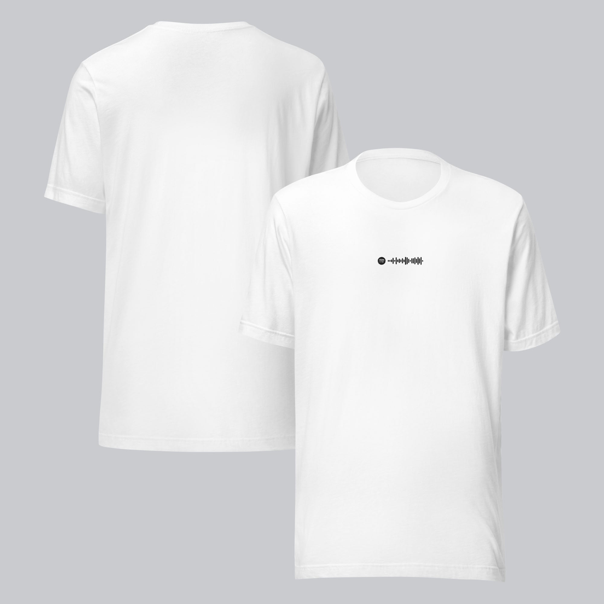 White unisex tshirt with custom music code