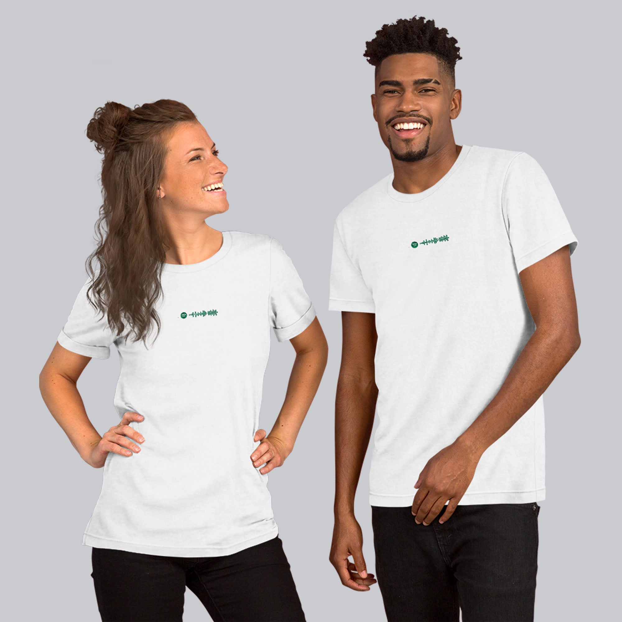 White unisex tshirt with custom music code