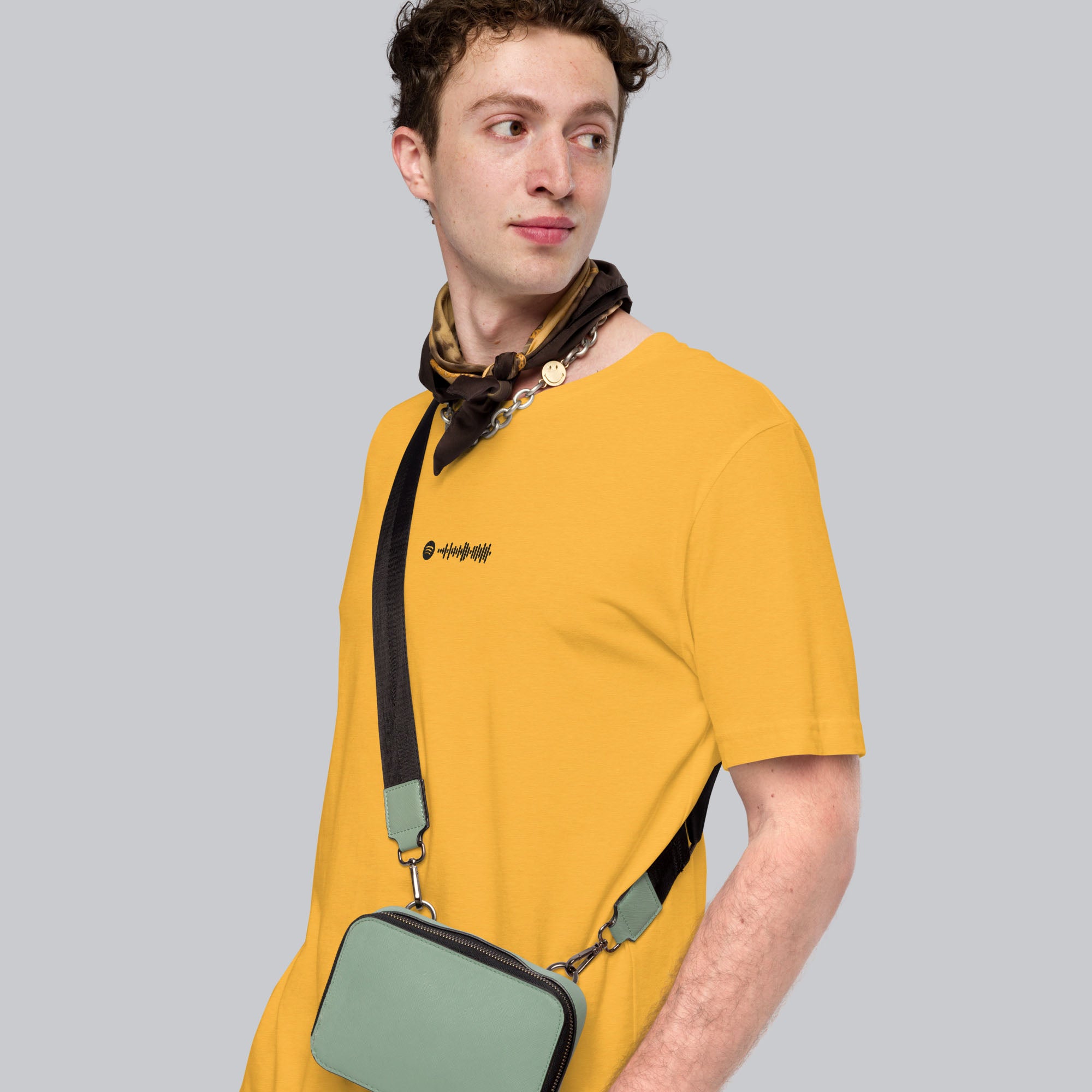 Yellow Tshirt with embroidered custom music code