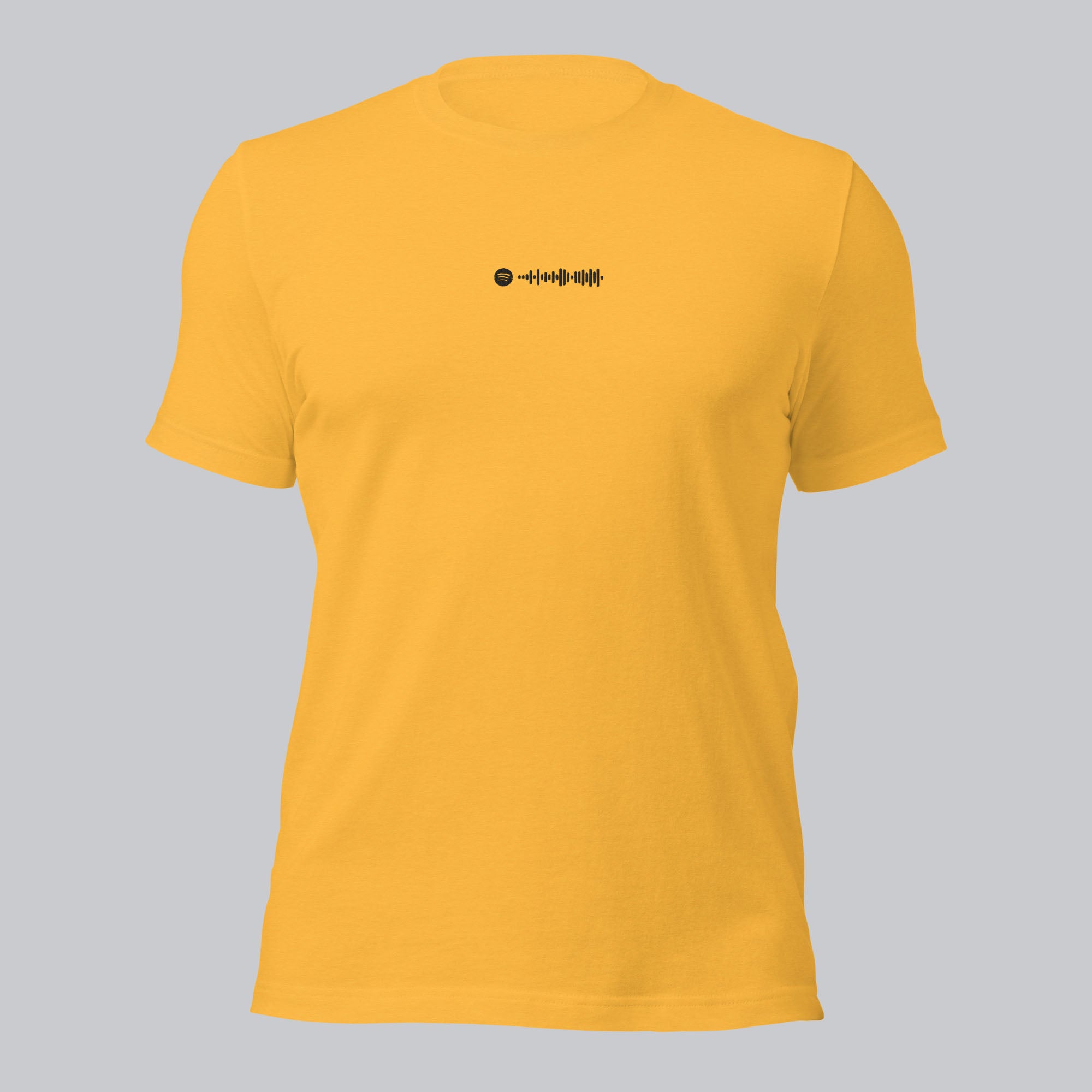 Yellow Tshirt with embroidered custom music code