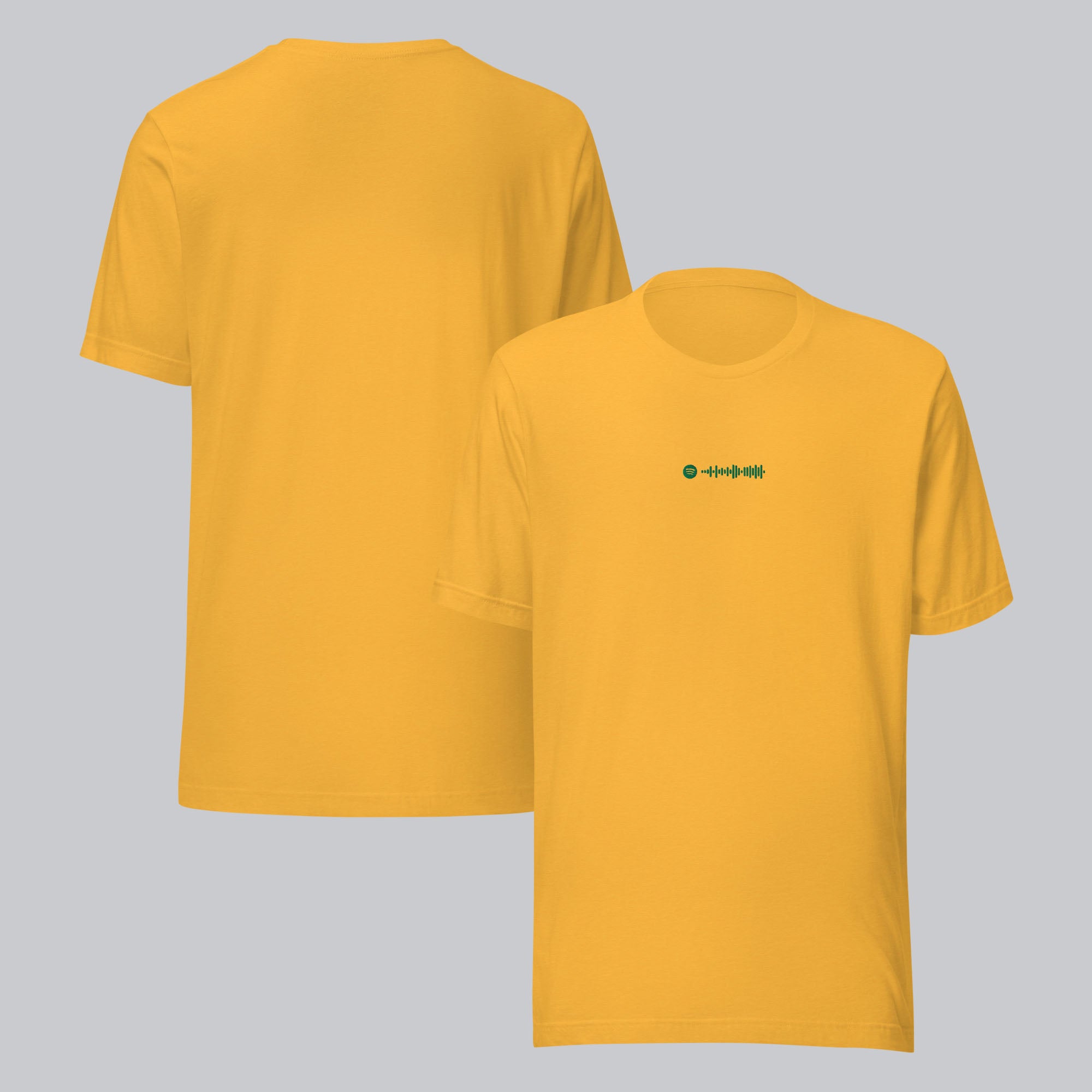 Yellow Tshirt with embroidered custom music code