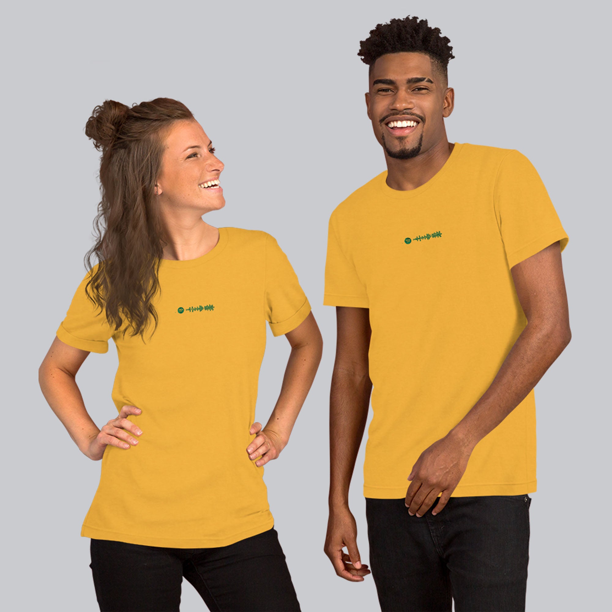 Yellow Tshirt with embroidered custom music code