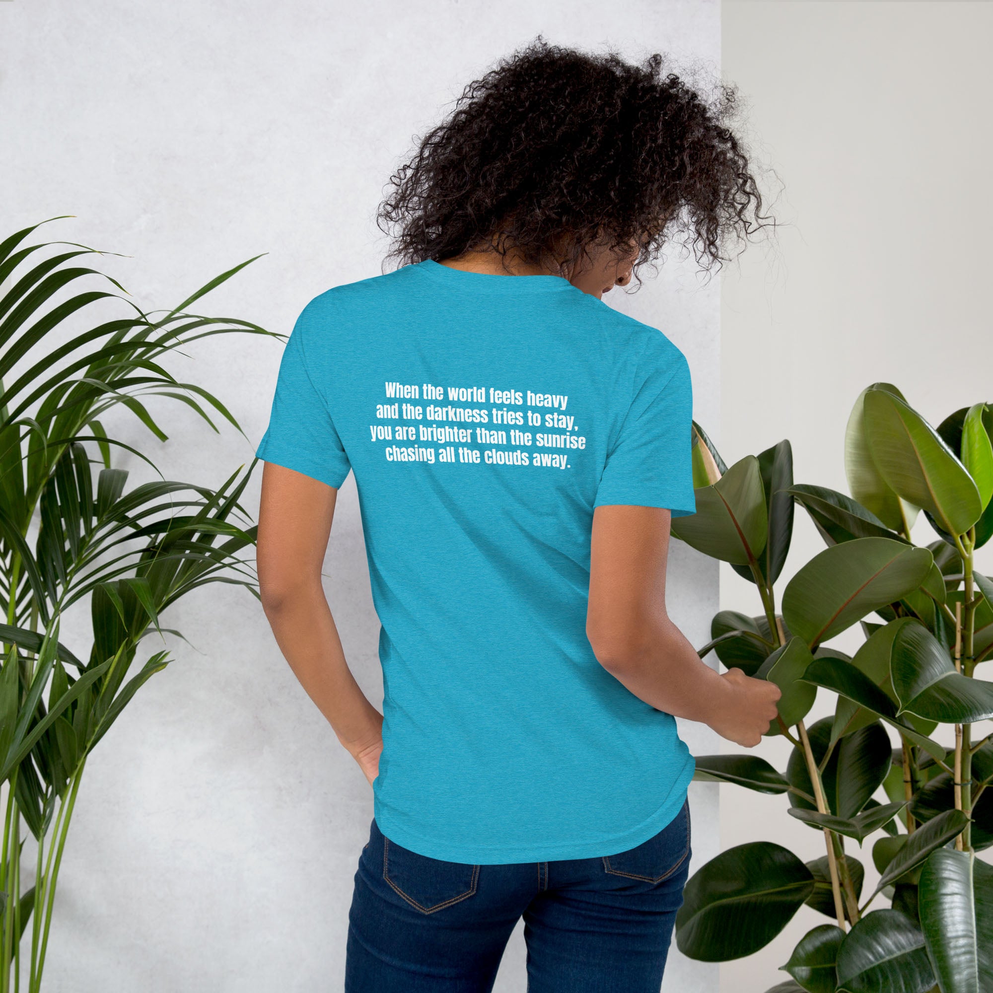 Aqua Tshirt with printed custom music code and text
