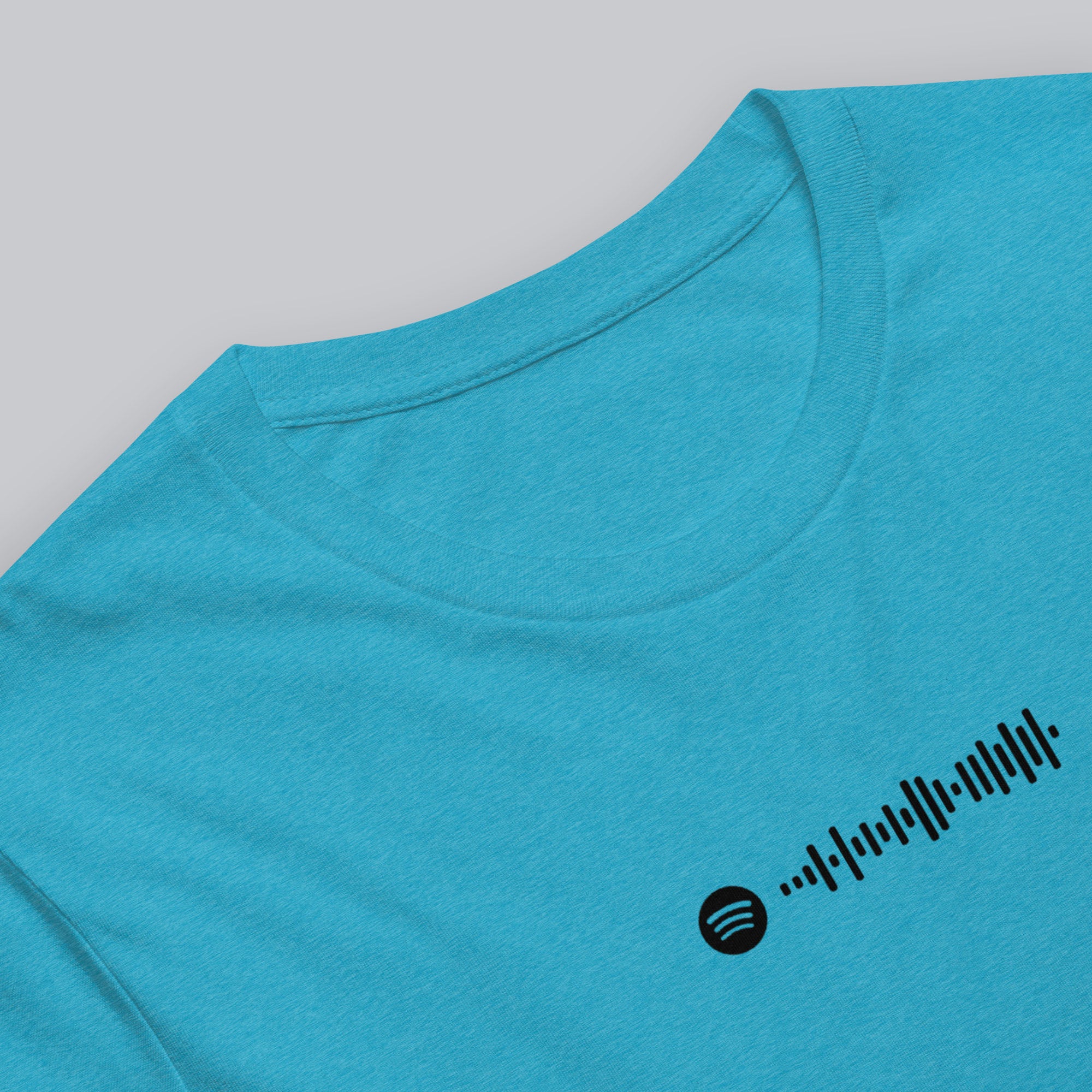 Aqua Tshirt with printed custom music code and text