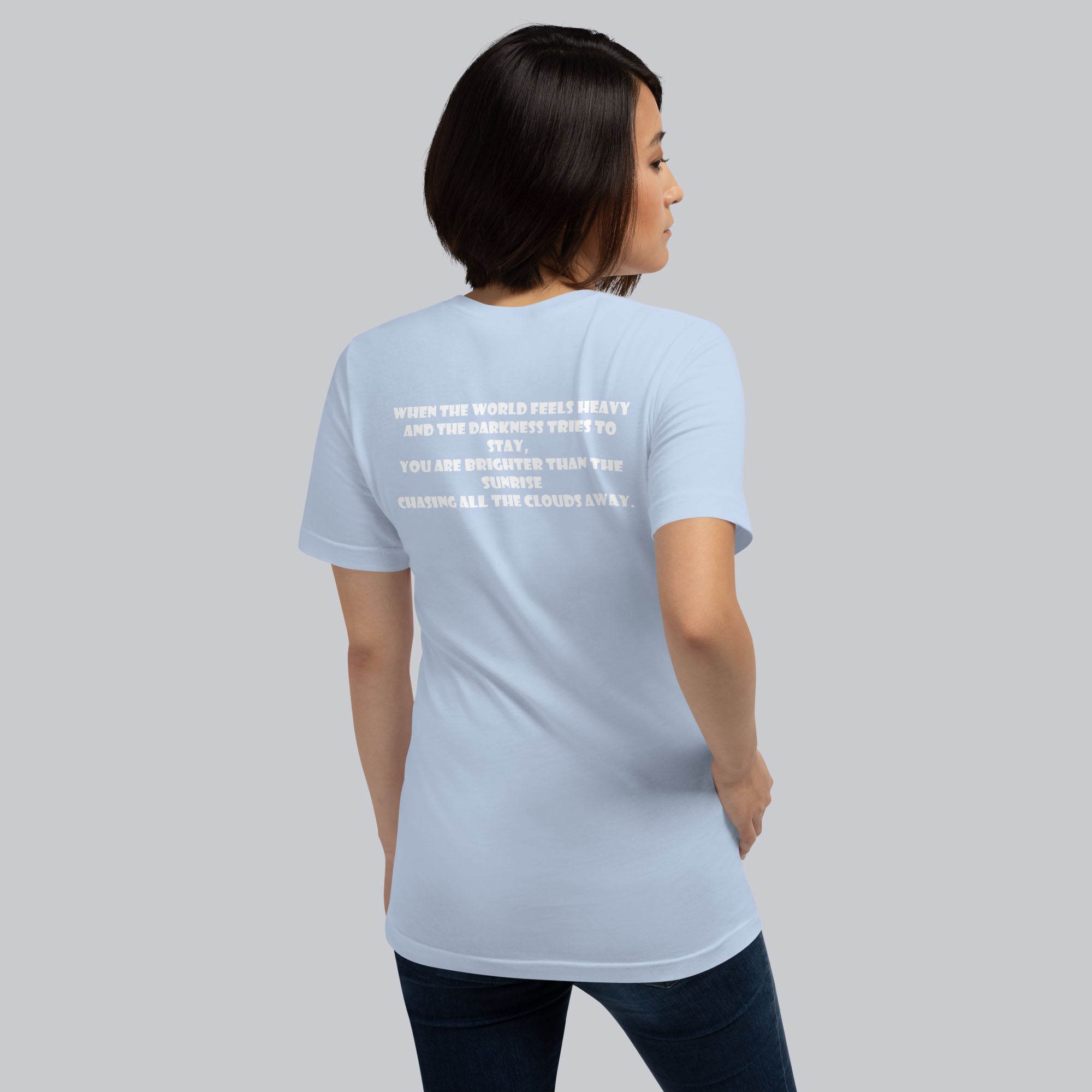 Baby blue Tshirt with printed custom music code and text