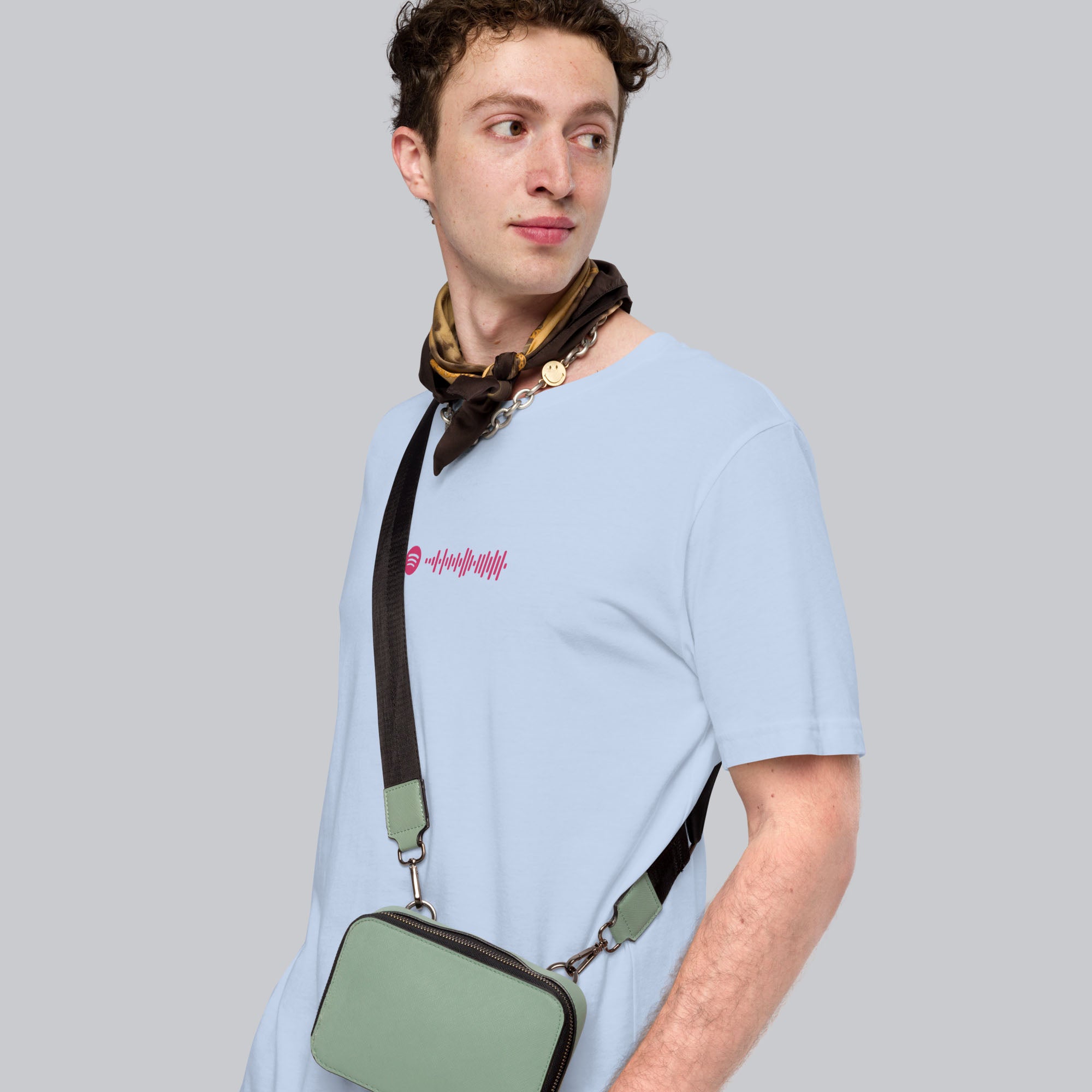 Baby blue Tshirt with printed custom music code and text