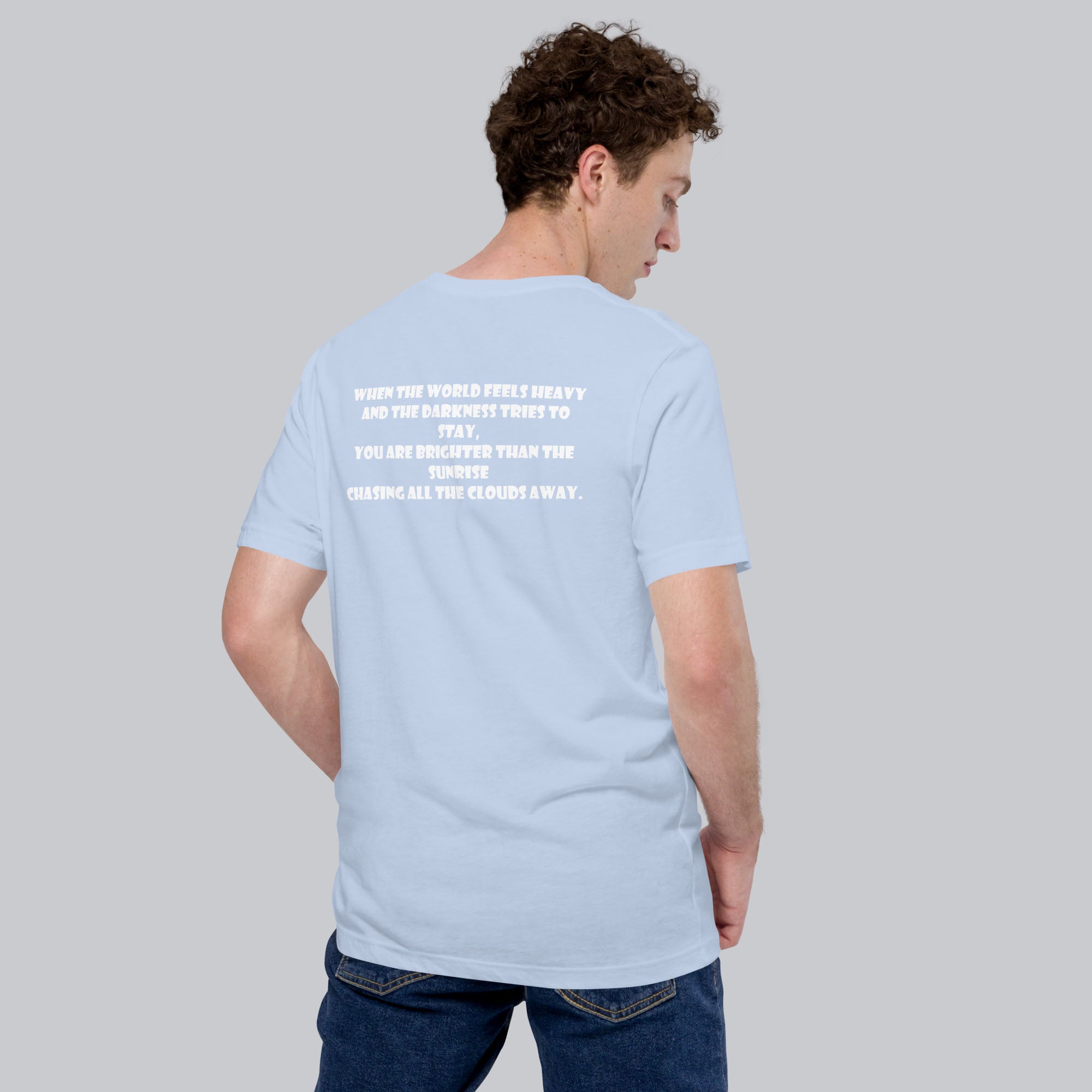 Baby blue Tshirt with printed custom music code and text