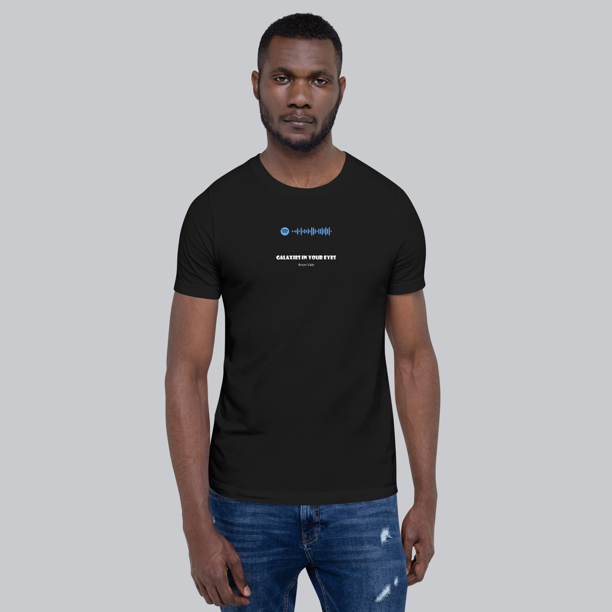 Black Tshirt with printed custom music code and text