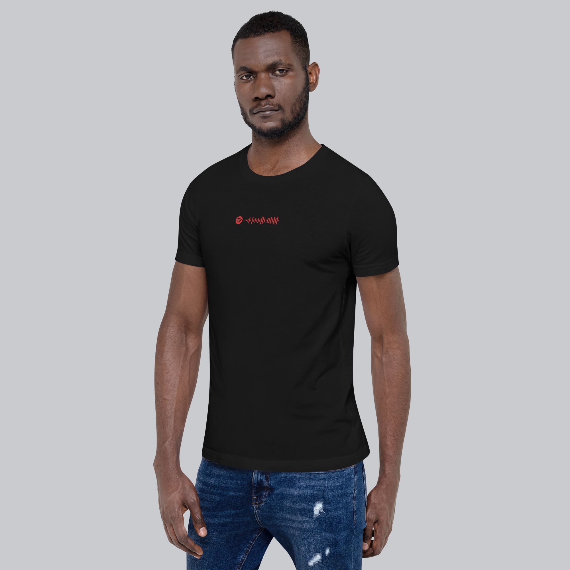Black Tshirt with printed custom music code and text