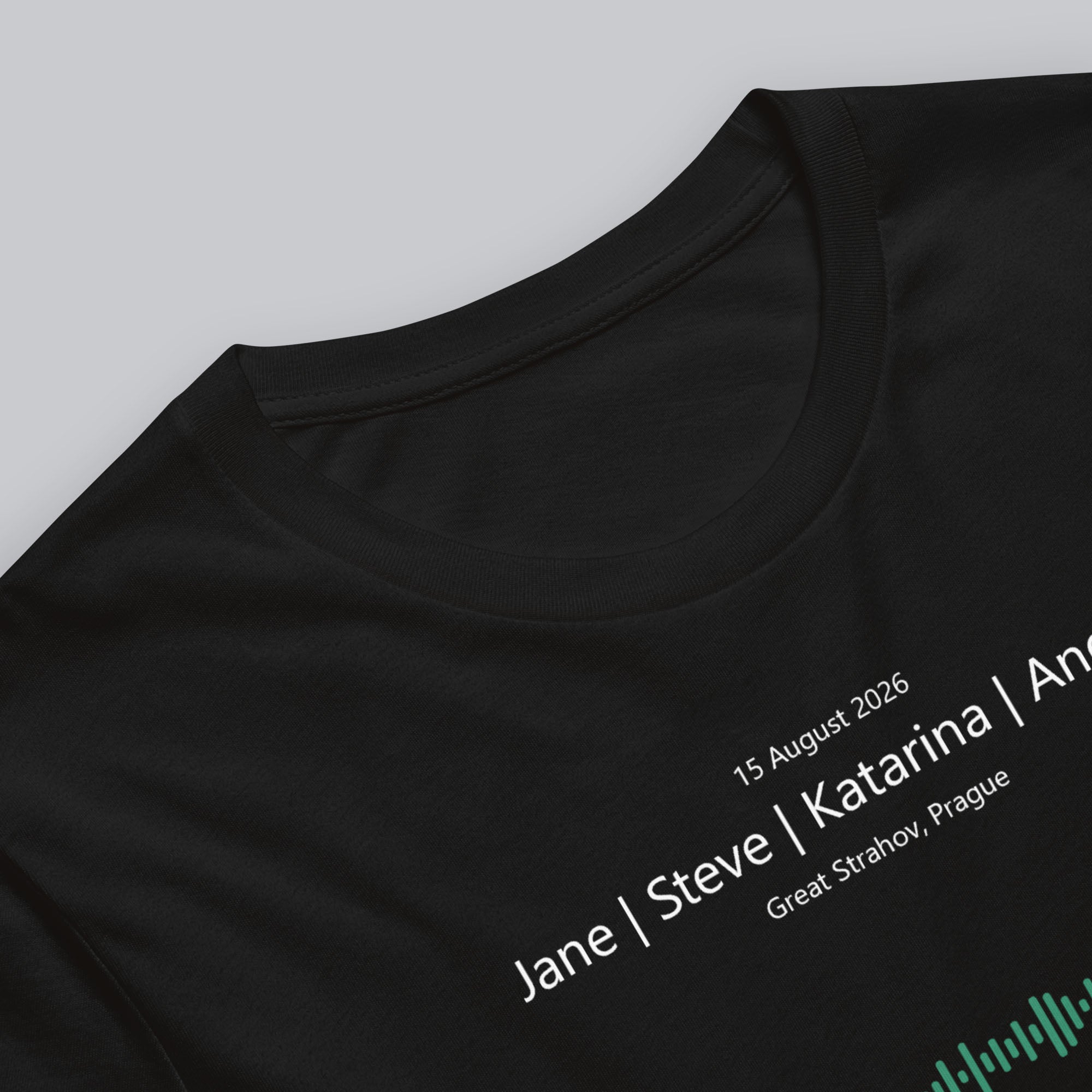 Black Tshirt with printed custom music code and text