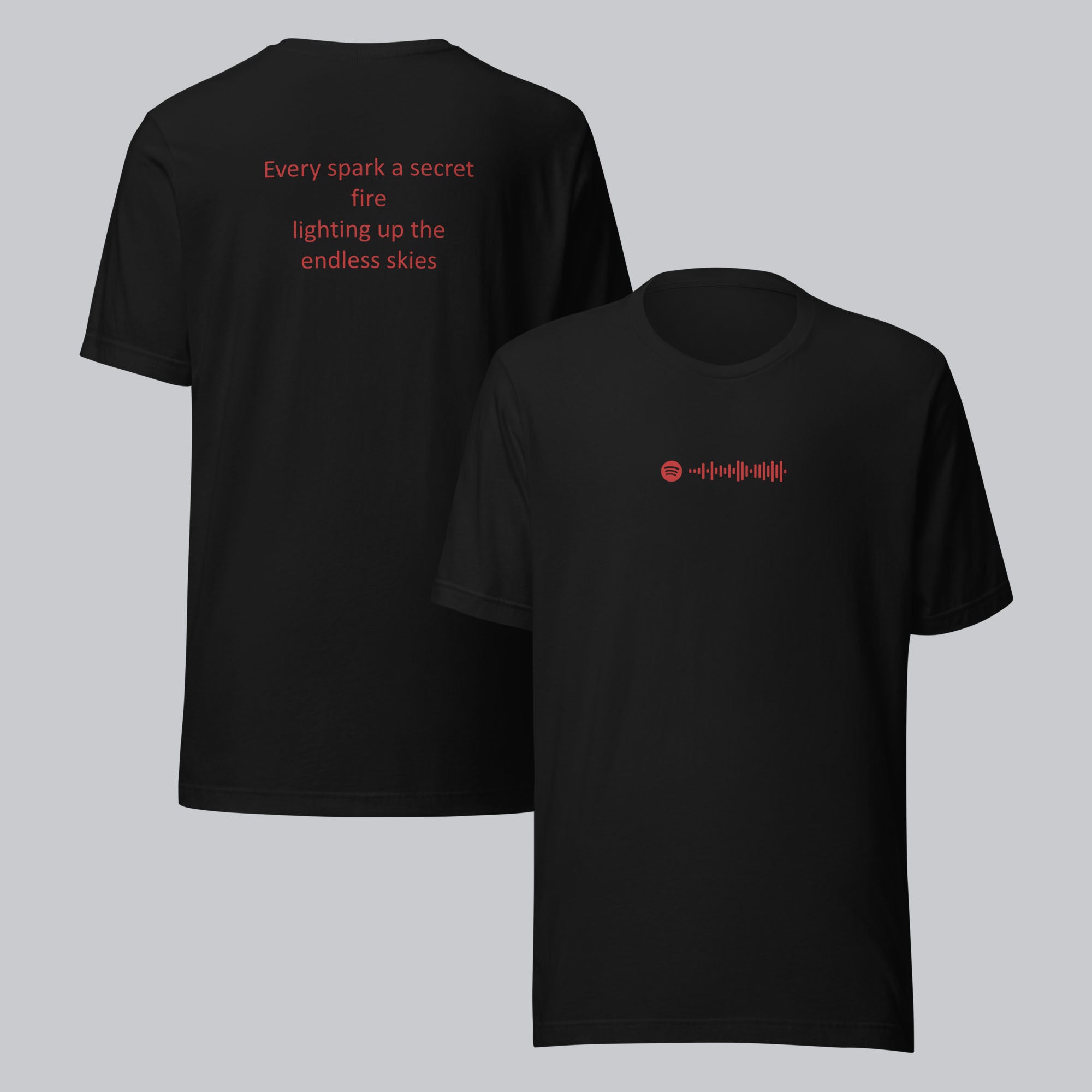 Black Tshirt with printed custom music code and text