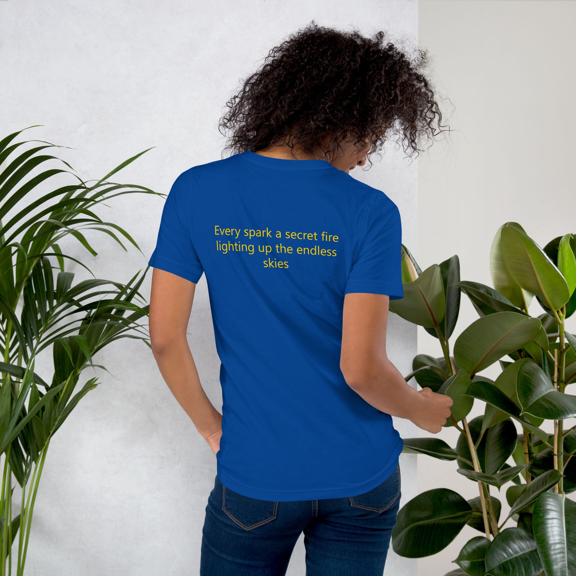 Blue Tshirt with printed custom music code and text